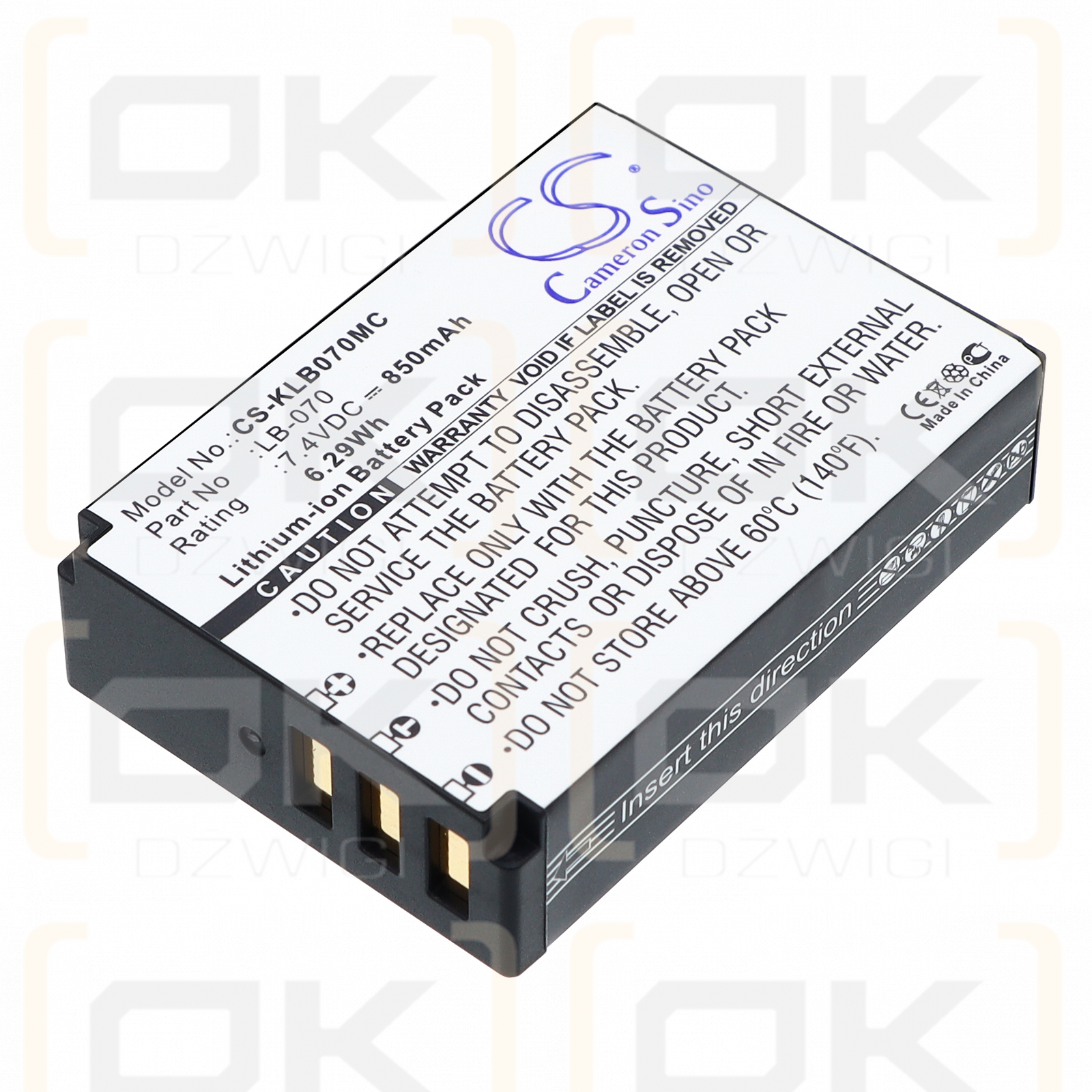 Kodak PIXPRO AZ901 / LB-070 850 mAh Li-ion 7,4 V (Cameron Sino)