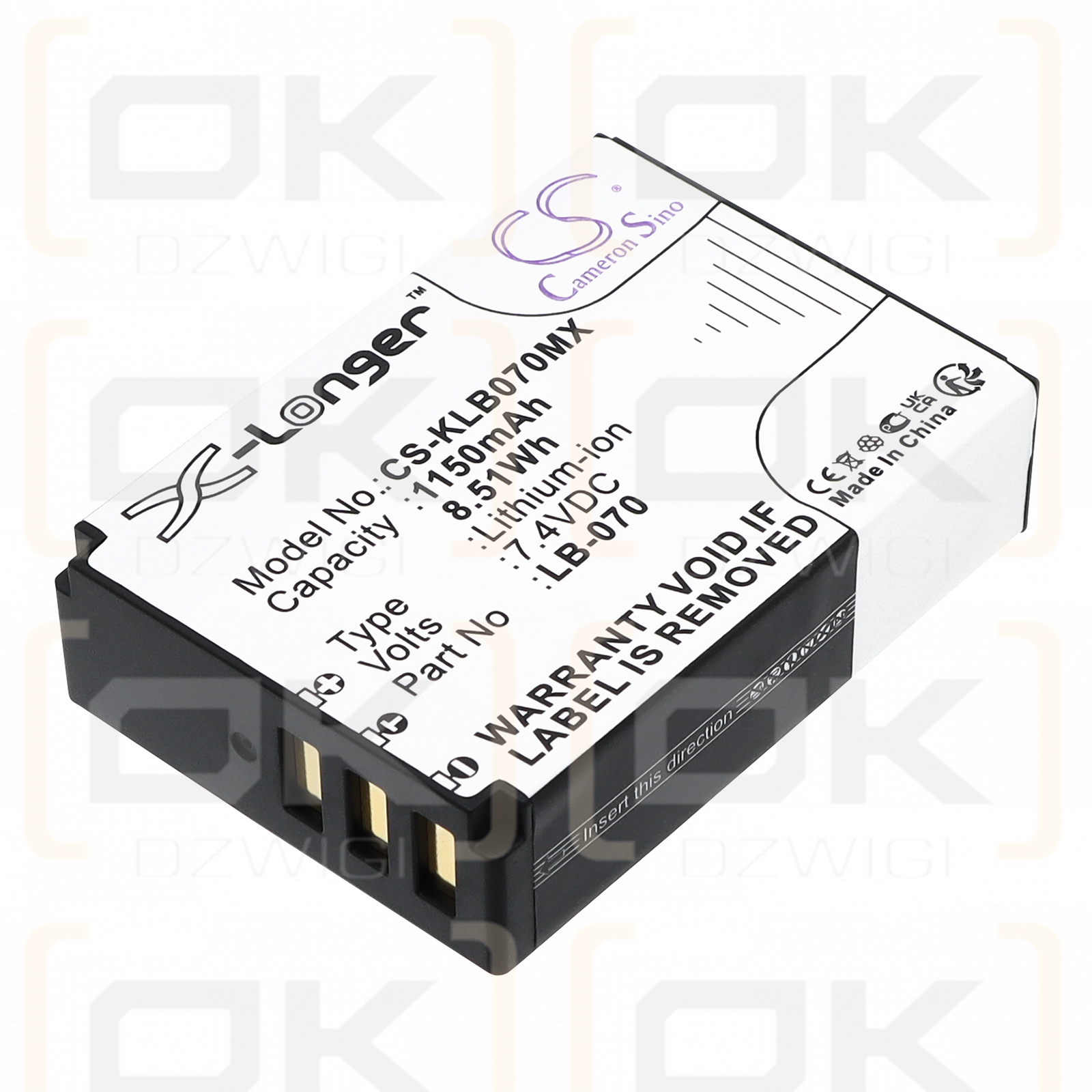 Kodak PIXPRO AZ901 / LB-070 1150 мАч Li-ion 7,4 В (Cameron Sino)