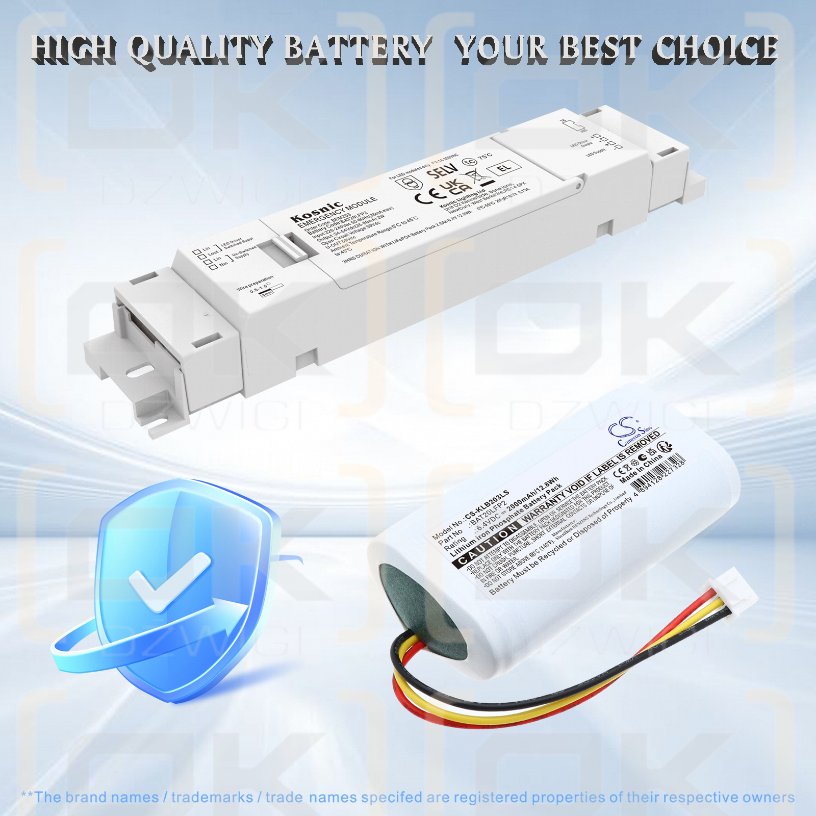 Batería de repuesto para luminarias LED Kosnic BEM203/ST / BAT20LFP2 2000 mAh LiFePO4 6,4 V (Cameron Sino)
