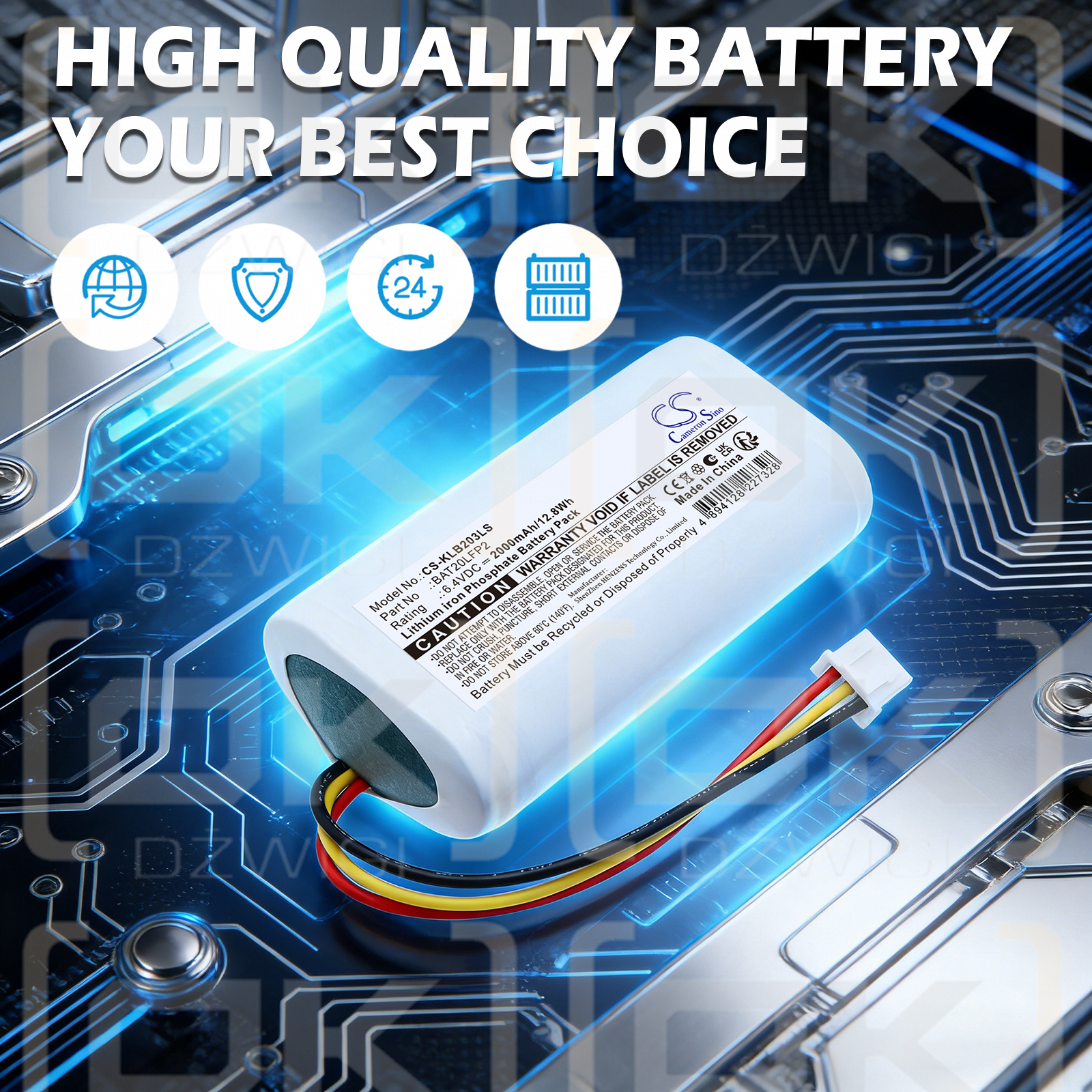 Batería de repuesto para luminarias LED Kosnic BEM203/ST / BAT20LFP2 2000 mAh LiFePO4 6,4 V (Cameron Sino)