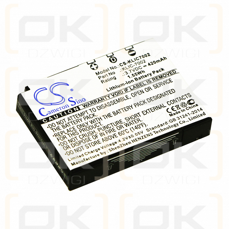 KODAK / KLIC-7002 420mAh Li-ion 3.7V (Cameron Sino)