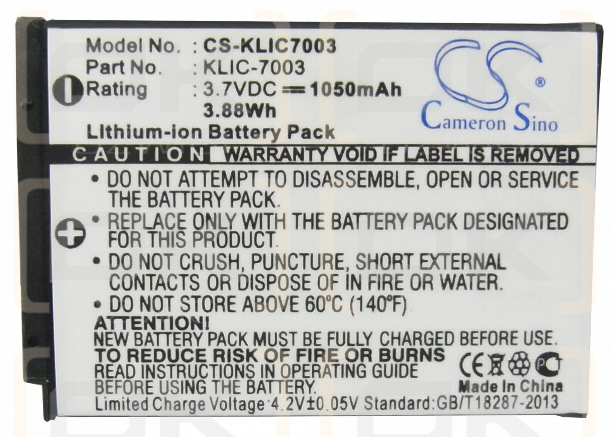 KODAK / KLIC-7003 1050mAh Li-ion 3.7V (Cameron Sino)