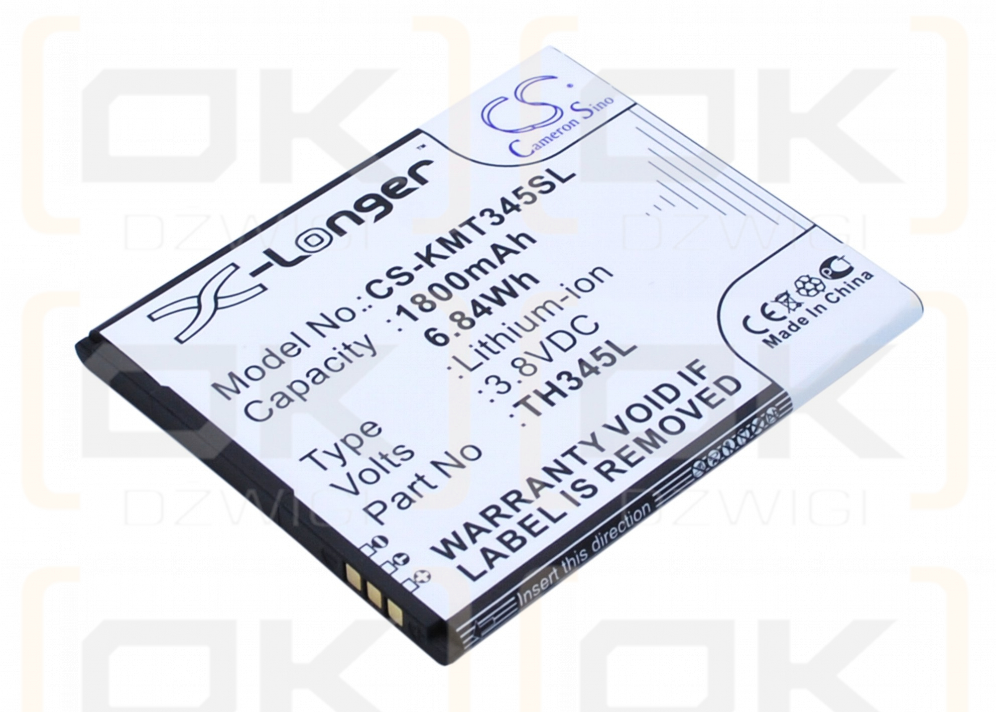 KAZAM Thunder 345 LTE / TH345L 1800 mAh Li-Ion 3,8 V (Cameron Sino)