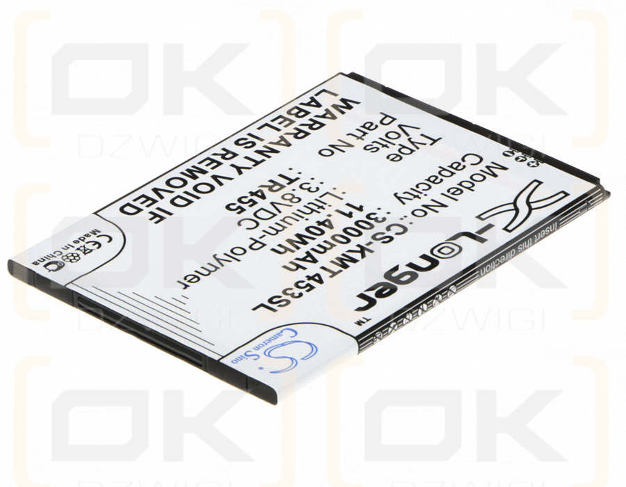 KAZAM TR45544044-01 / TR455 3000 mAh Li-Polymer 3.8 V (Cameron Sino)