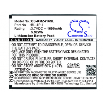 Kruger&Matz KM0416 / BP-4C-I 1600mAh Li-ion 3.7V (Cameron Sino)