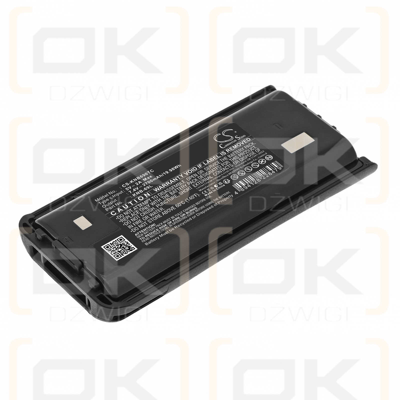 Batería de repuesto para Kenwood TK-D340 / KNB-69L, 2700 mAh, iones de litio, 7,4 V (Cameron Sino)