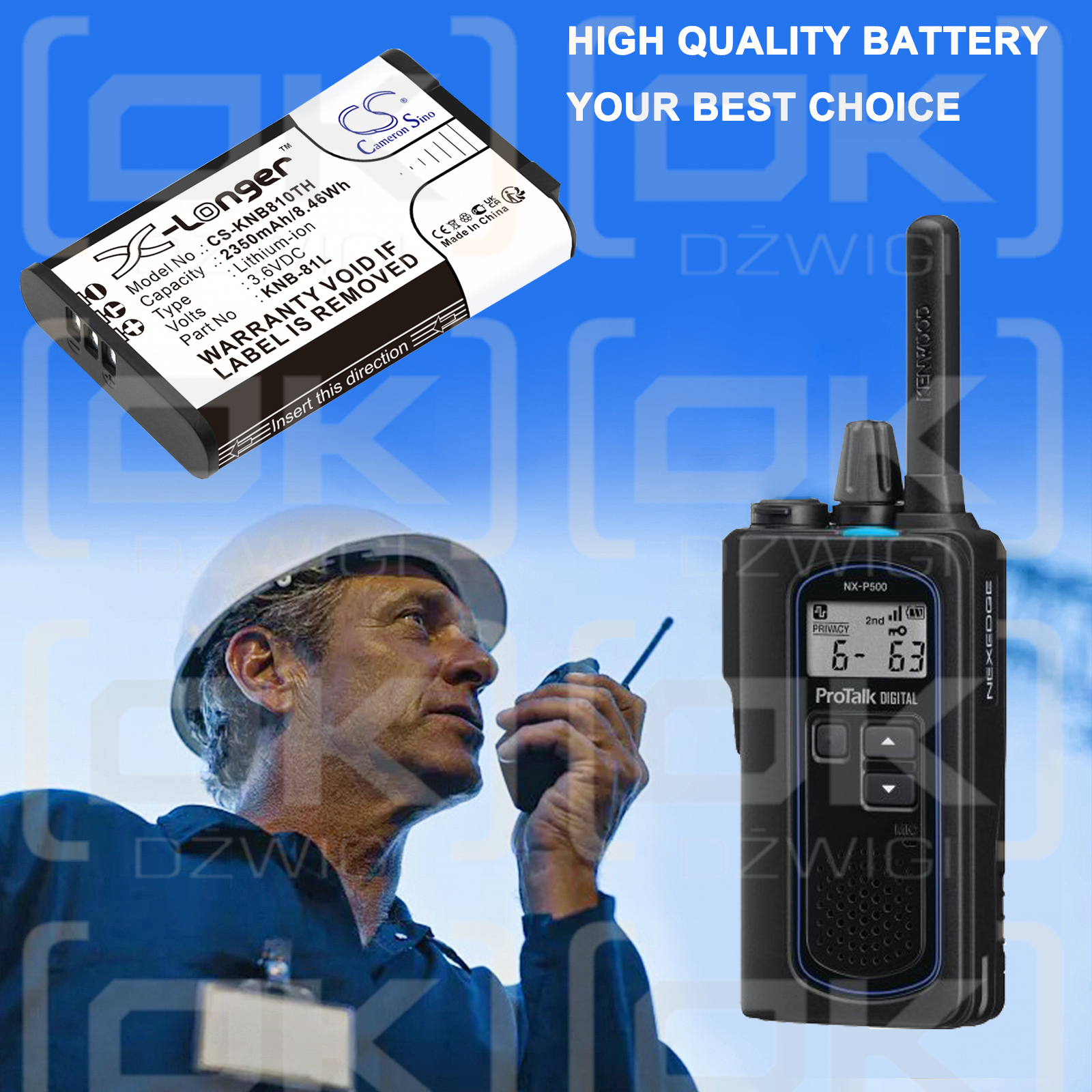 Kenwood TK-3601D / KNB-81L 2350 mAh Li-ion 3.6 V (Cameron Sino)