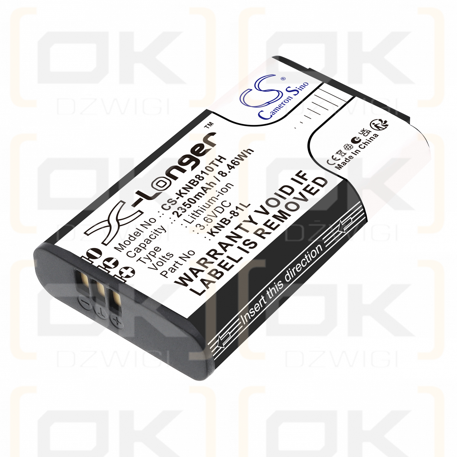 Batería de repuesto para Kenwood TK-3601D / KNB-81L, 2350 mAh, iones de litio, 3,6 V (Cameron Sino)