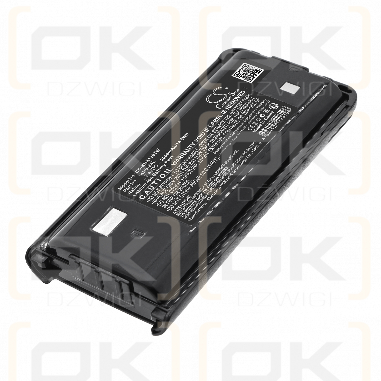 Batería de repuesto para Kenwood TK-3710X / KNB-84L, 2000 mAh, iones de litio, 7,4 V (Cameron Sino)