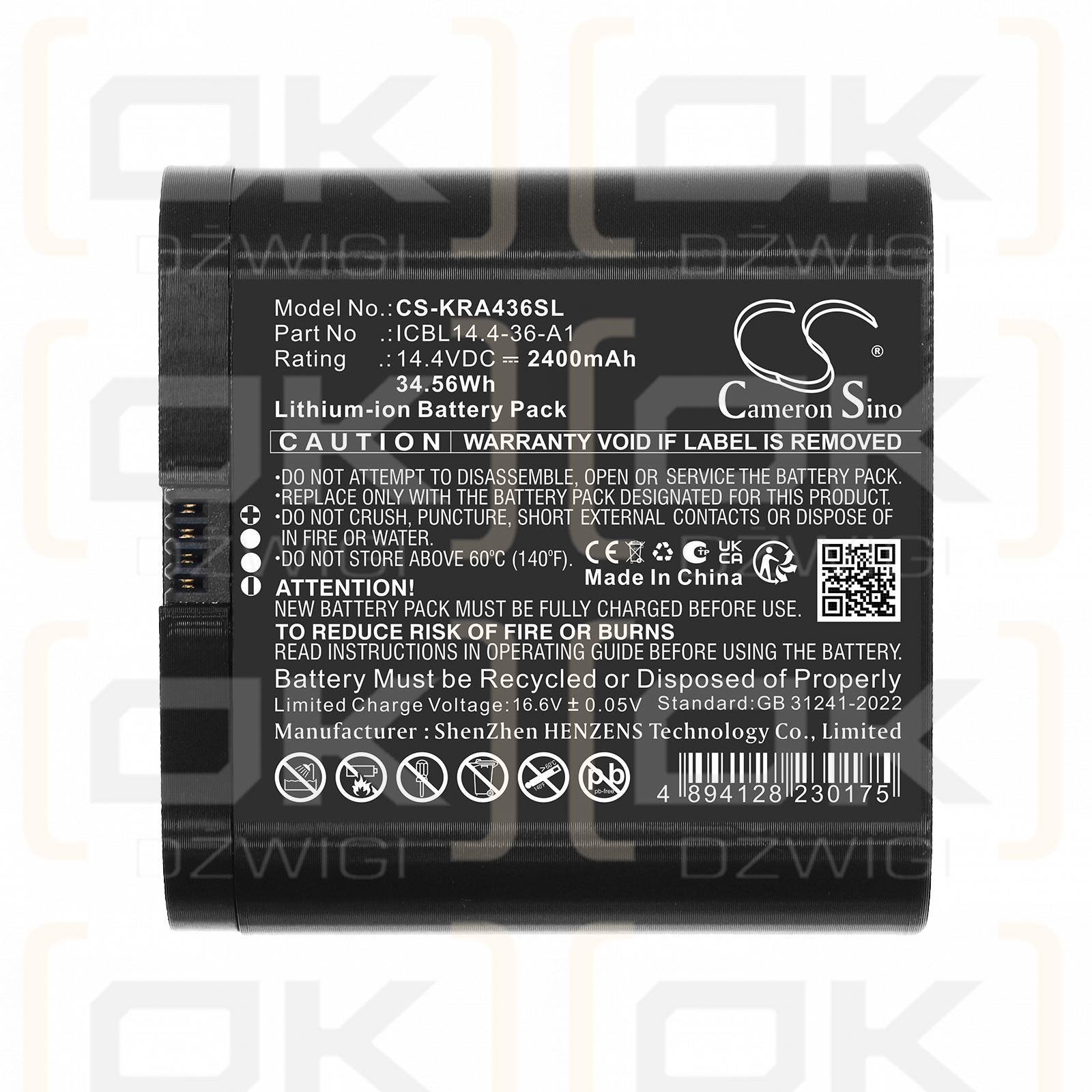 Ersatzakku für IKEA ENEBY / ICBL14.4-36-A1 2600 mAh Li-Ion 14,4 V (Cameron Sino)