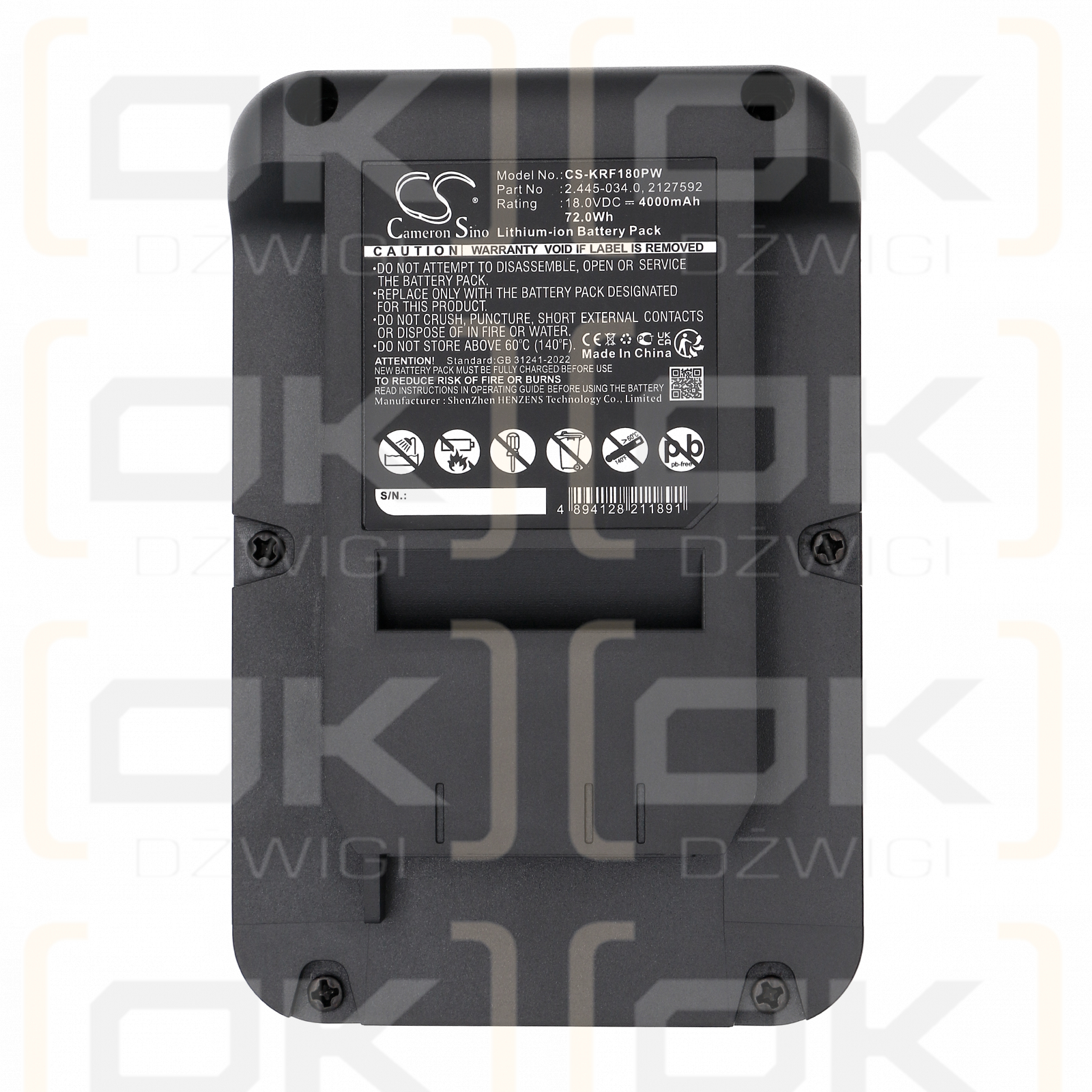 KARCHER SE 3-18 Compact / 2.445-034.0 4000mAh Li-ion 18.0V (Cameron Sino)