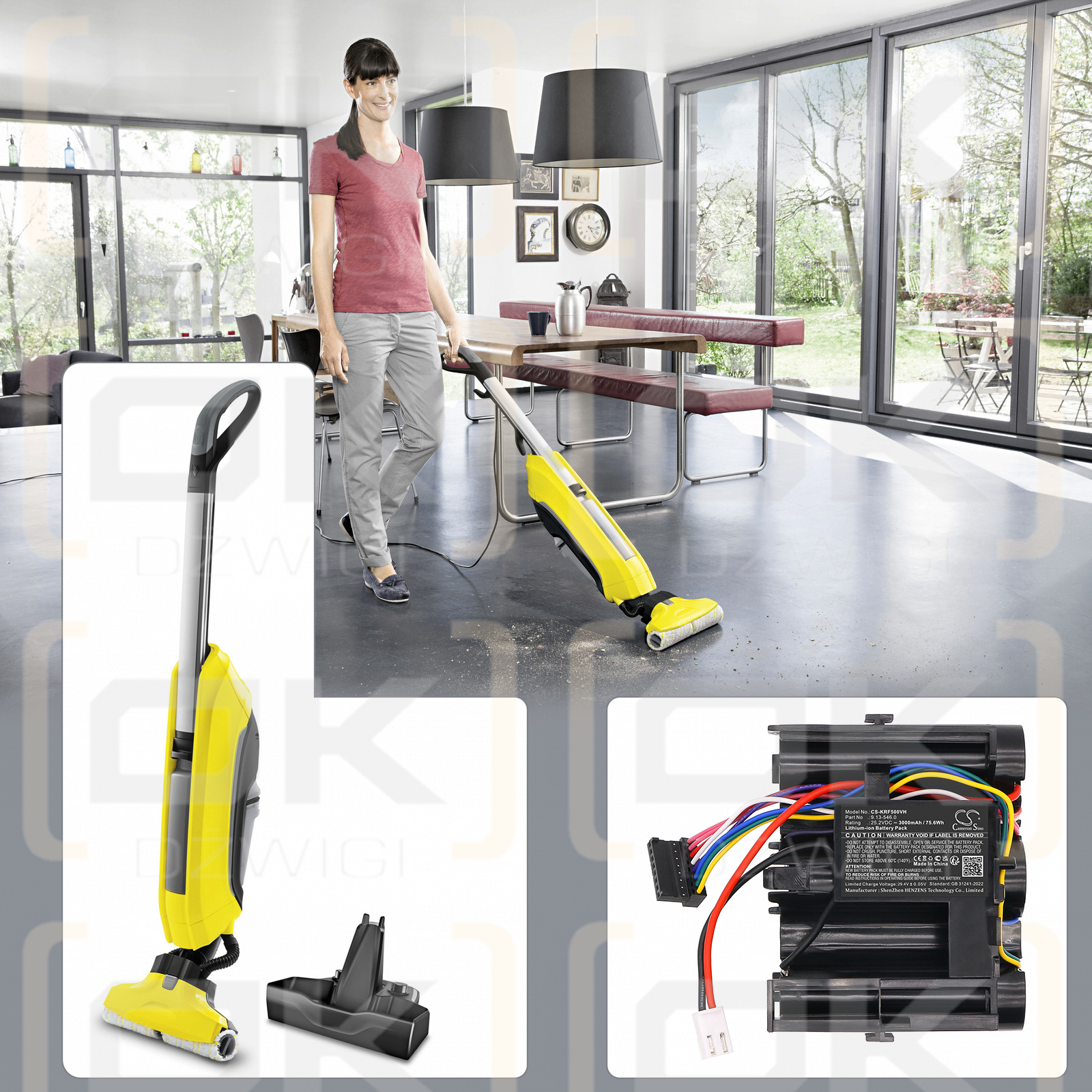 Karcher FC5 Cordless / 0320-015217 3000mAh Li-ion 25.2V (Cameron Sino)
