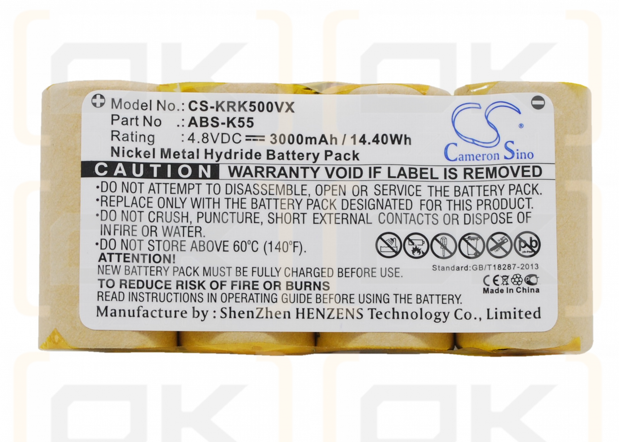 KARCHER 1.258-409.0 / ABS-K55 3000 mAh Ni-MH 4,8 V (Cameron Sino)