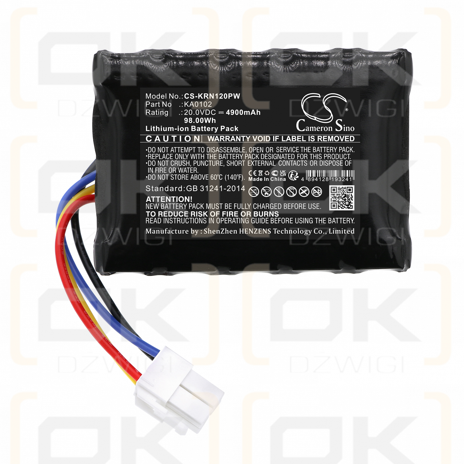 Kress Mission RTKn 1000 / KA0102 4900mAh Li-ion 20.0V (Cameron Sino)