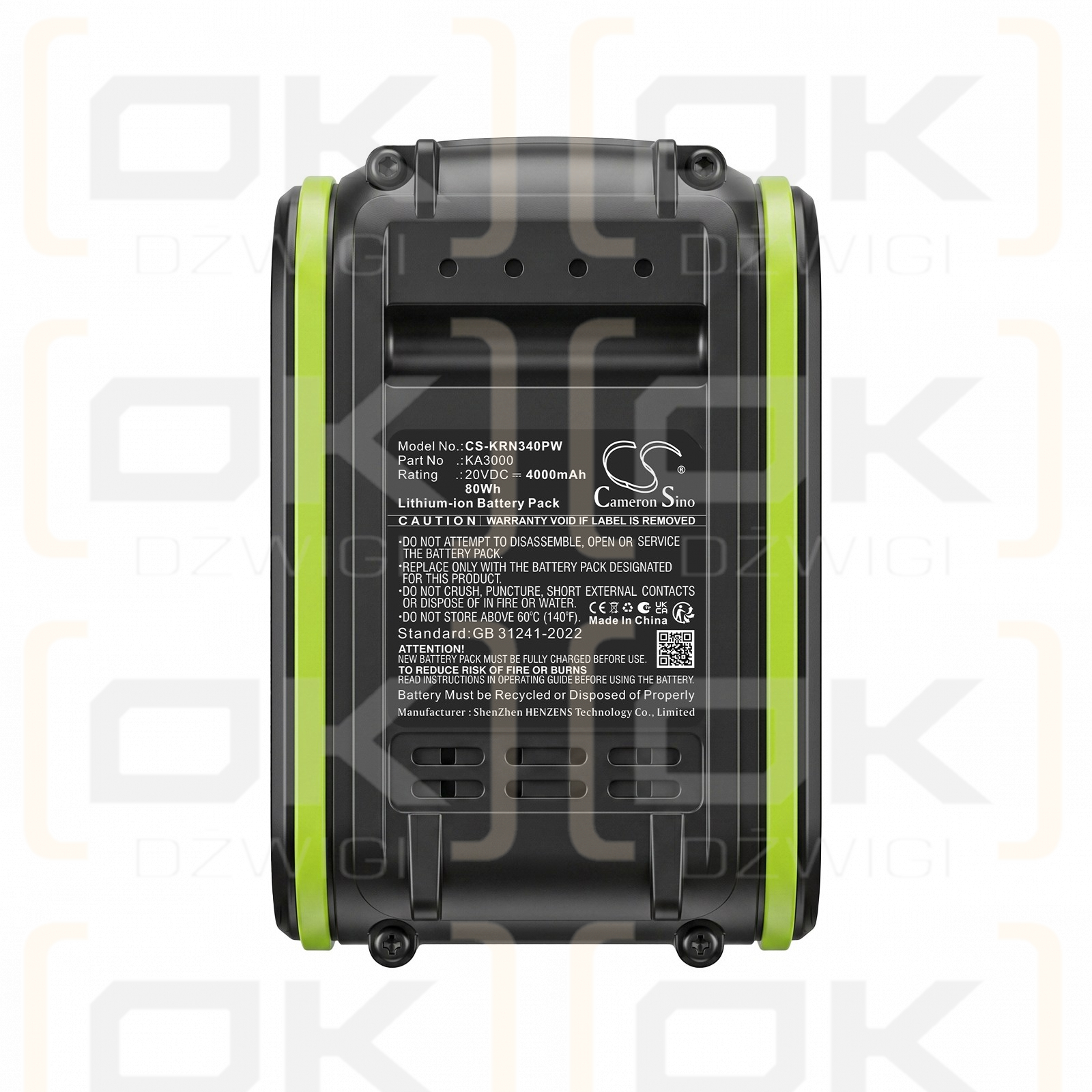 Ersatzakku für Kress KG756E.9 / KA3000 4000 mAh Li-Ion 20V (Cameron Sino)