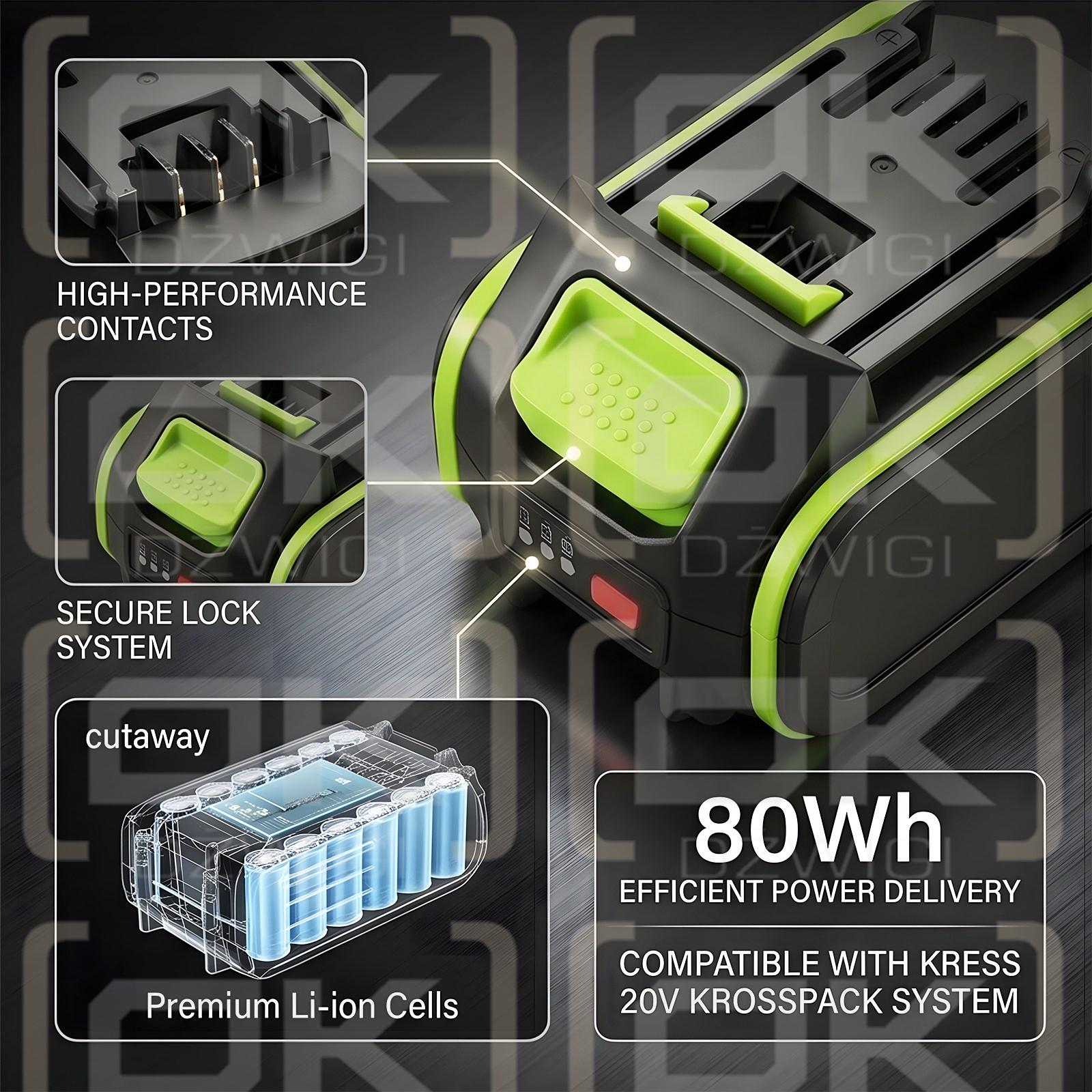 Ersatzakku für Kress KG756E.9 / KA3000 4000 mAh Li-Ion 20V (Cameron Sino)