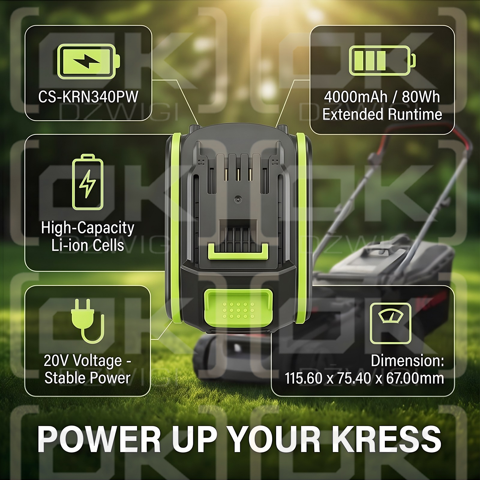 Ersatzakku für Kress KG756E.9 / KA3000 4000 mAh Li-Ion 20V (Cameron Sino)