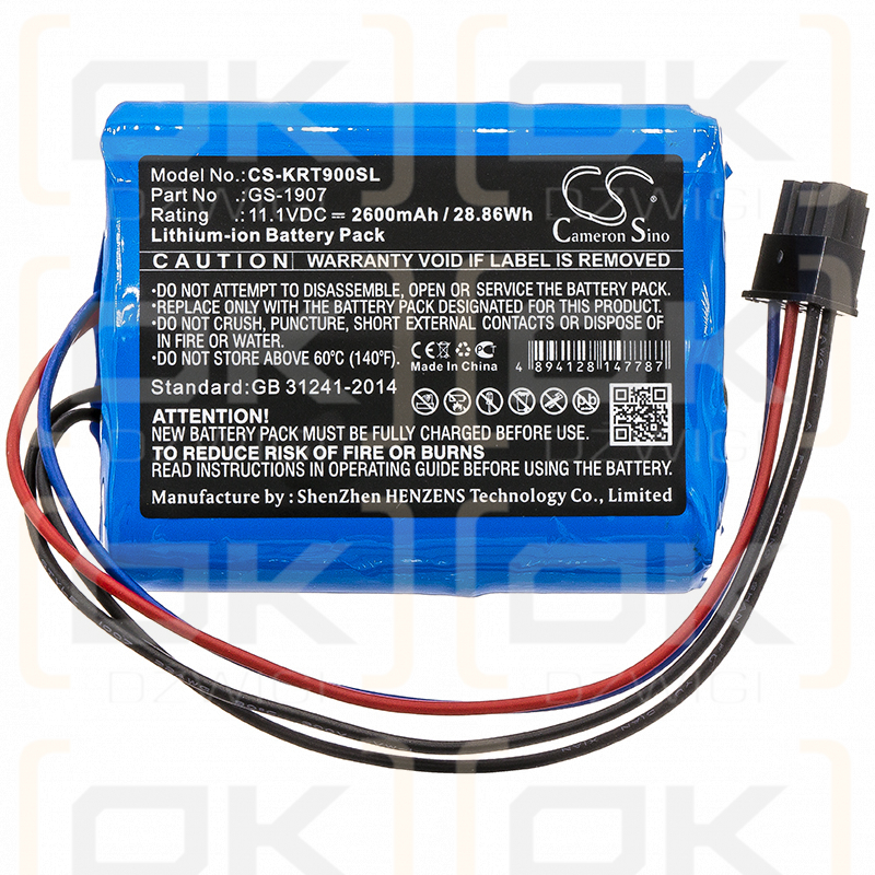 Kronos 8609000-018 / GS-1907 2600mAh Li-ion 11.1V (Cameron Sino)