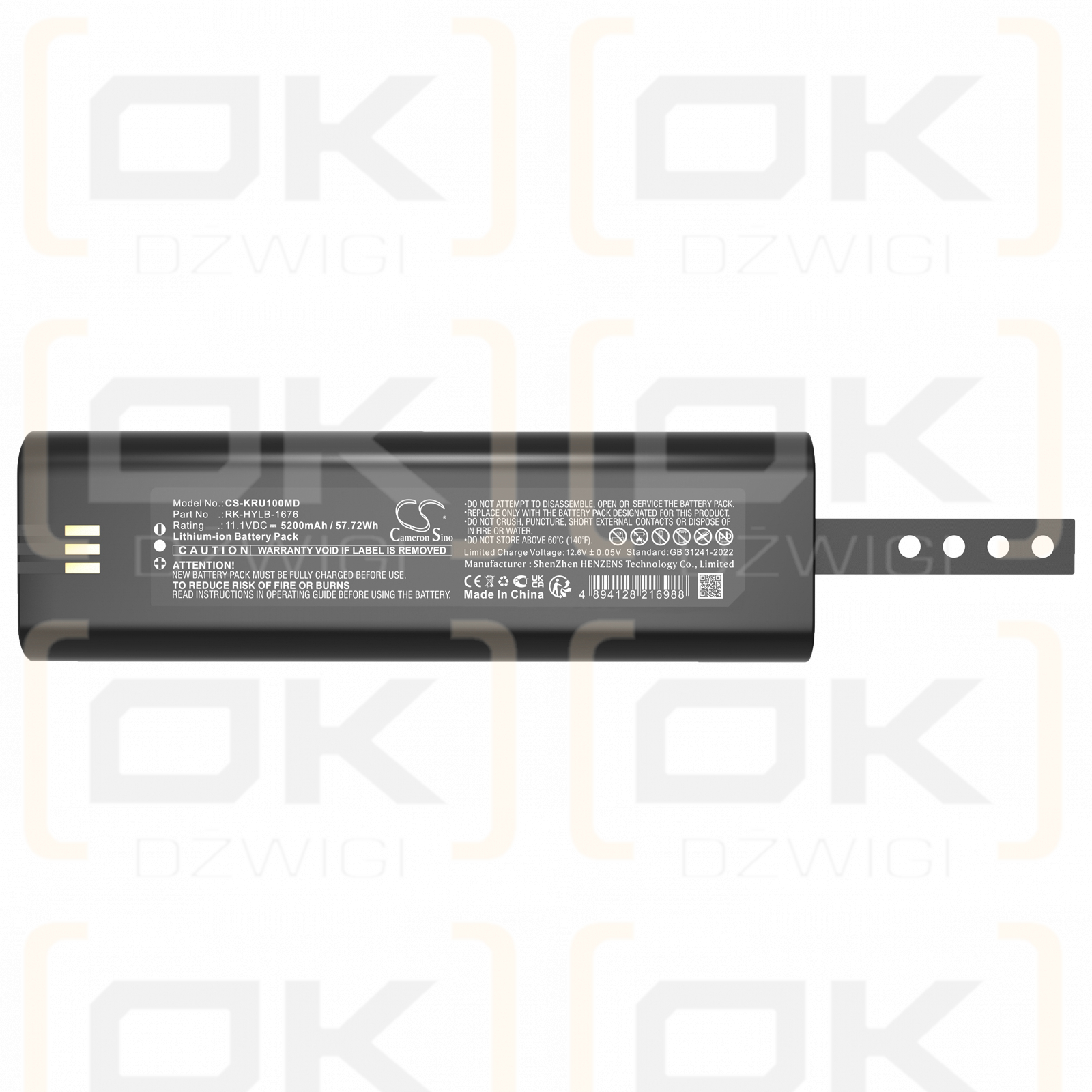 KAIXIN RKU10 Veterinär-Ultraschallgerät / HYLB-1676 5200 mAh Li-Ion 11,1 V (Cameron Sino)