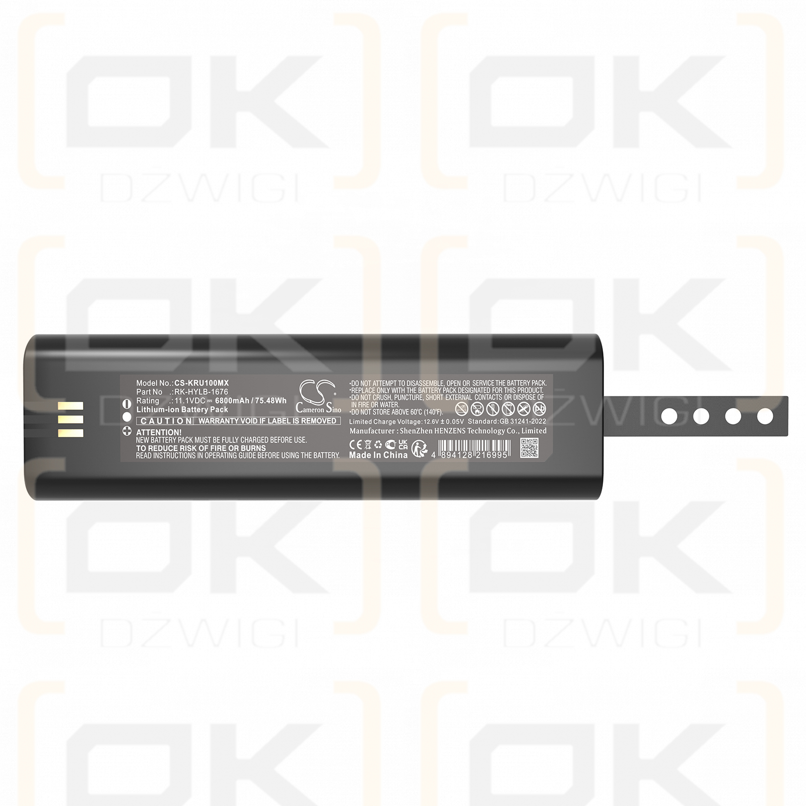 KAIXIN RKU10 Veterinär-Ultraschallgerät / HYLB-1676 6800 mAh Li-Ionen 11,1 V (Cameron Sino)