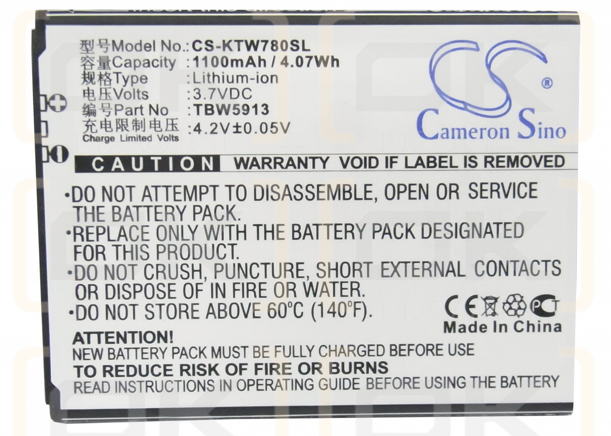 K-Touch C666T / TBW5913 1100 mAh Li-ion 3.7 V (Cameron Sino)