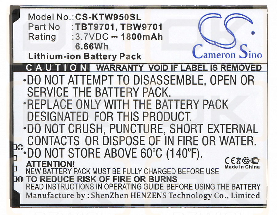 K-Touch E80 / TBT9701 1800mAh Li-ion 3.7V (Cameron Sino)