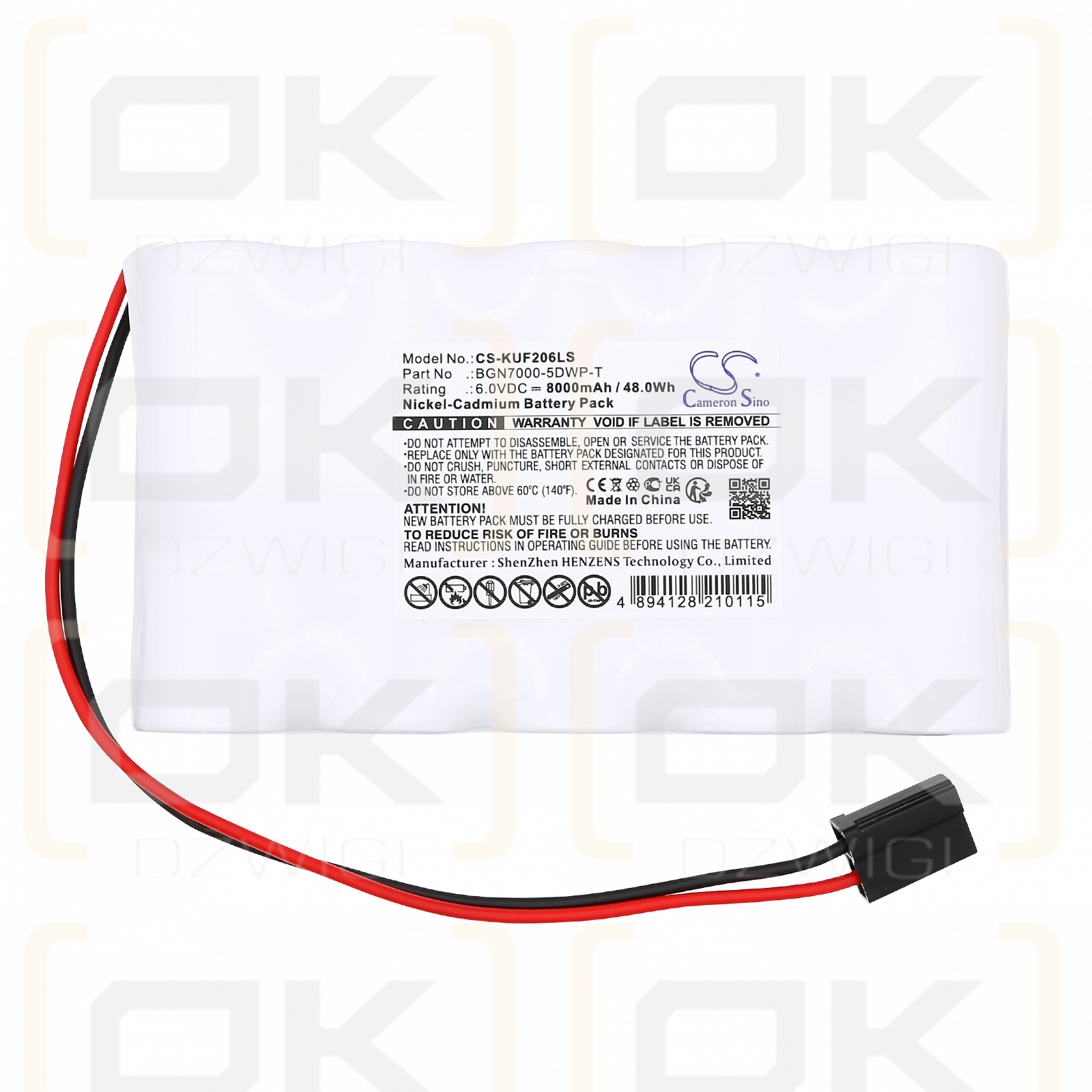 Kaufel 002006 / BGN7000-5DWP-T 8000mAh Ni-CD 6.0V (Cameron Sino)