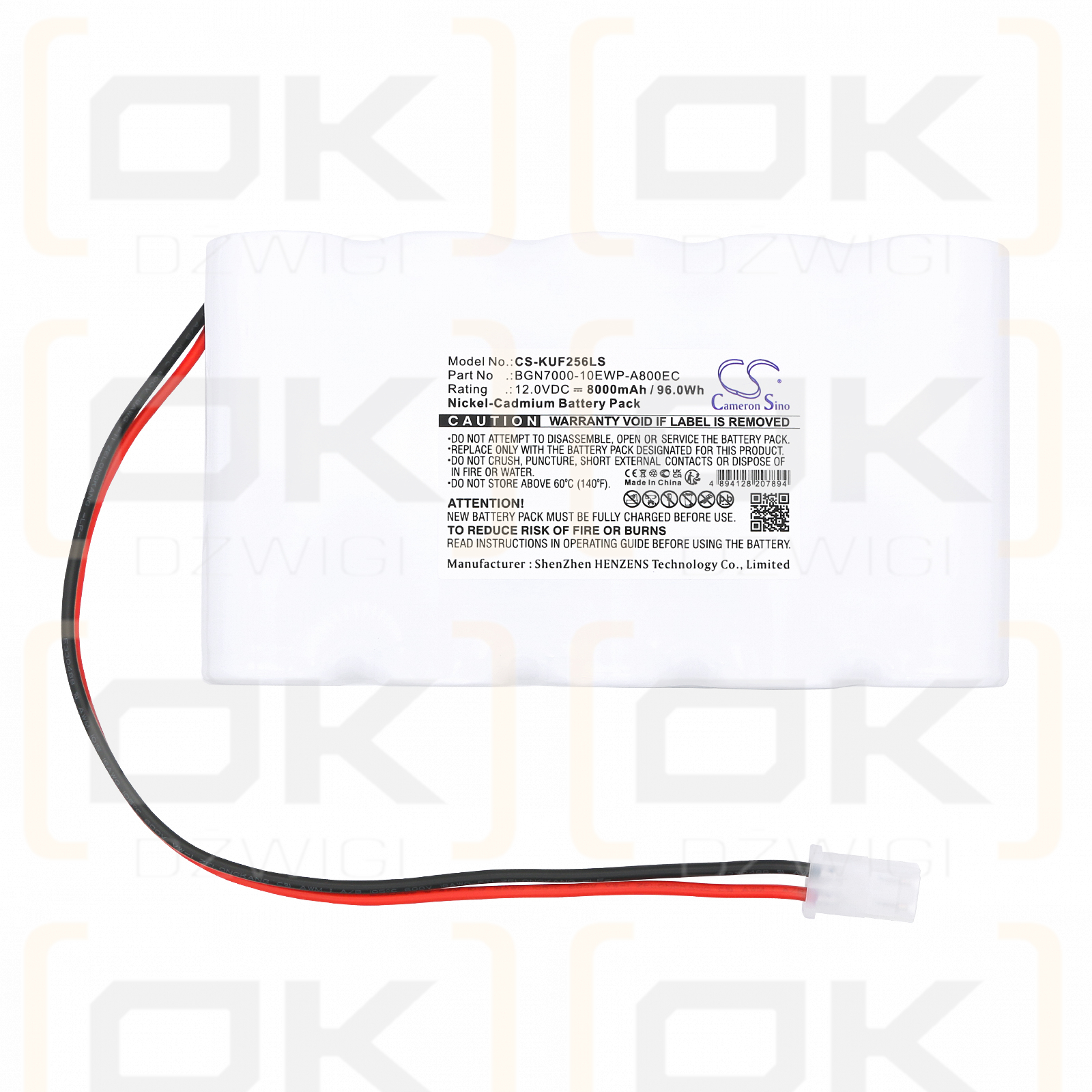 Kaufel 002266 / BGN7000-10EWP-A800EC 8000mAh Ni-CD 12.0V (Cameron Sino)