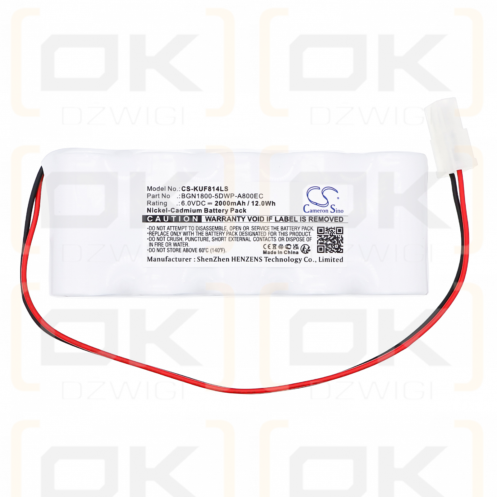 Kaufel 850.0014 / BGN1800-5DWP-A800EC 2000mAh Ni-CD 6.0V (Cameron Sino)