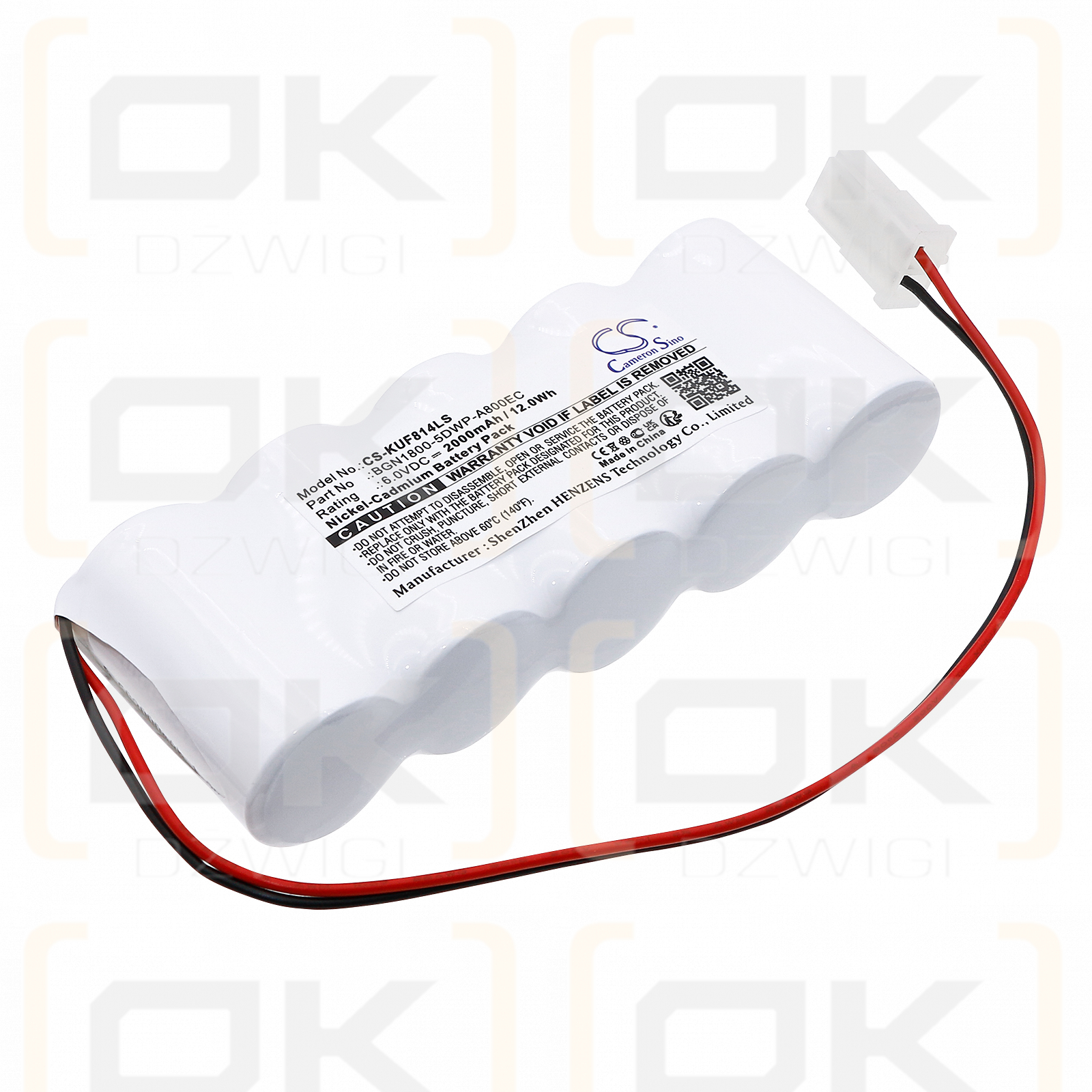 Kaufel 850.0014 / BGN1800-5DWP-A800EC 2000mAh Ni-CD 6.0V (Cameron Sino)