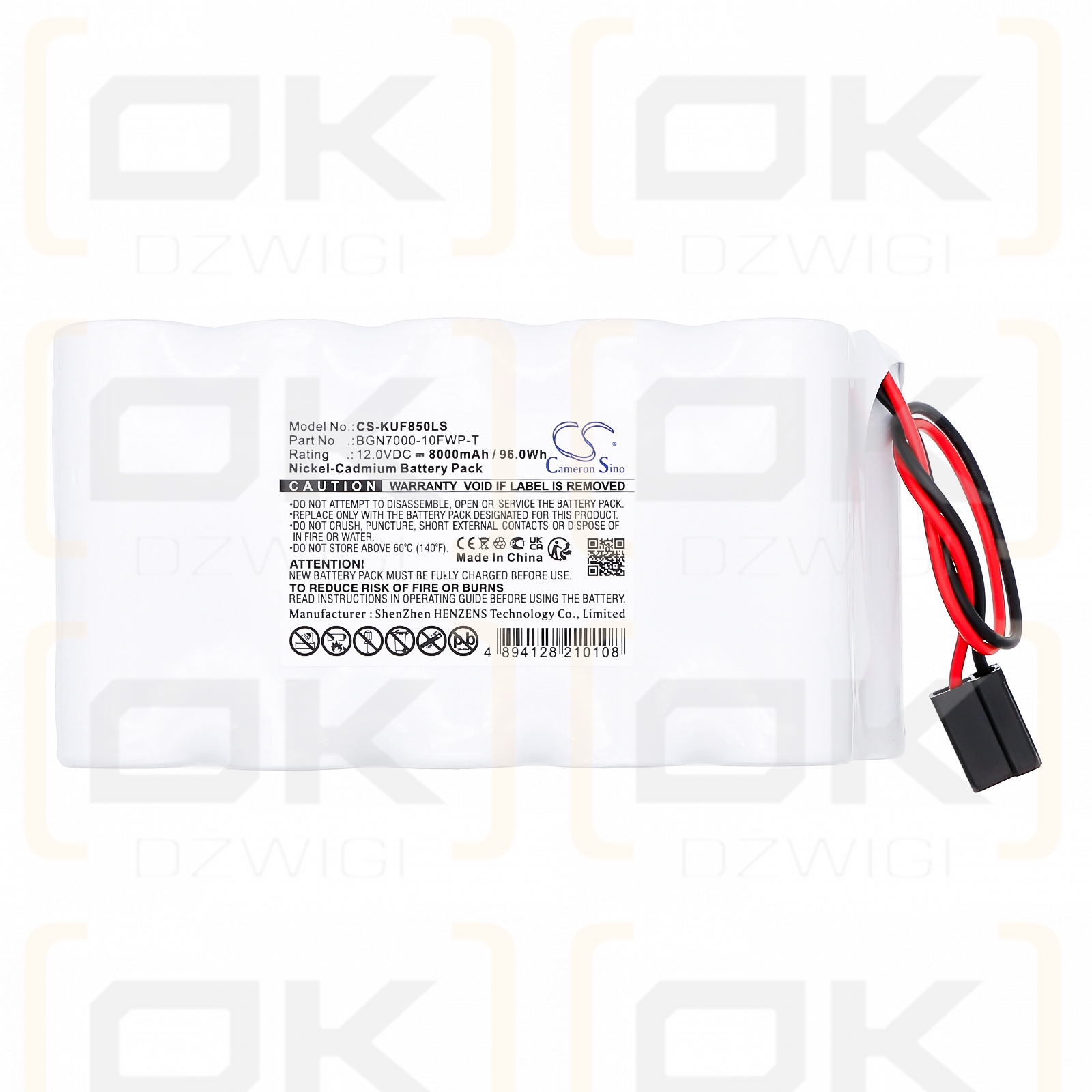 Kaufel 850-0011 / BGN7000-10FWP-T 8000mAh Ni-CD 12.0V (Cameron Sino)