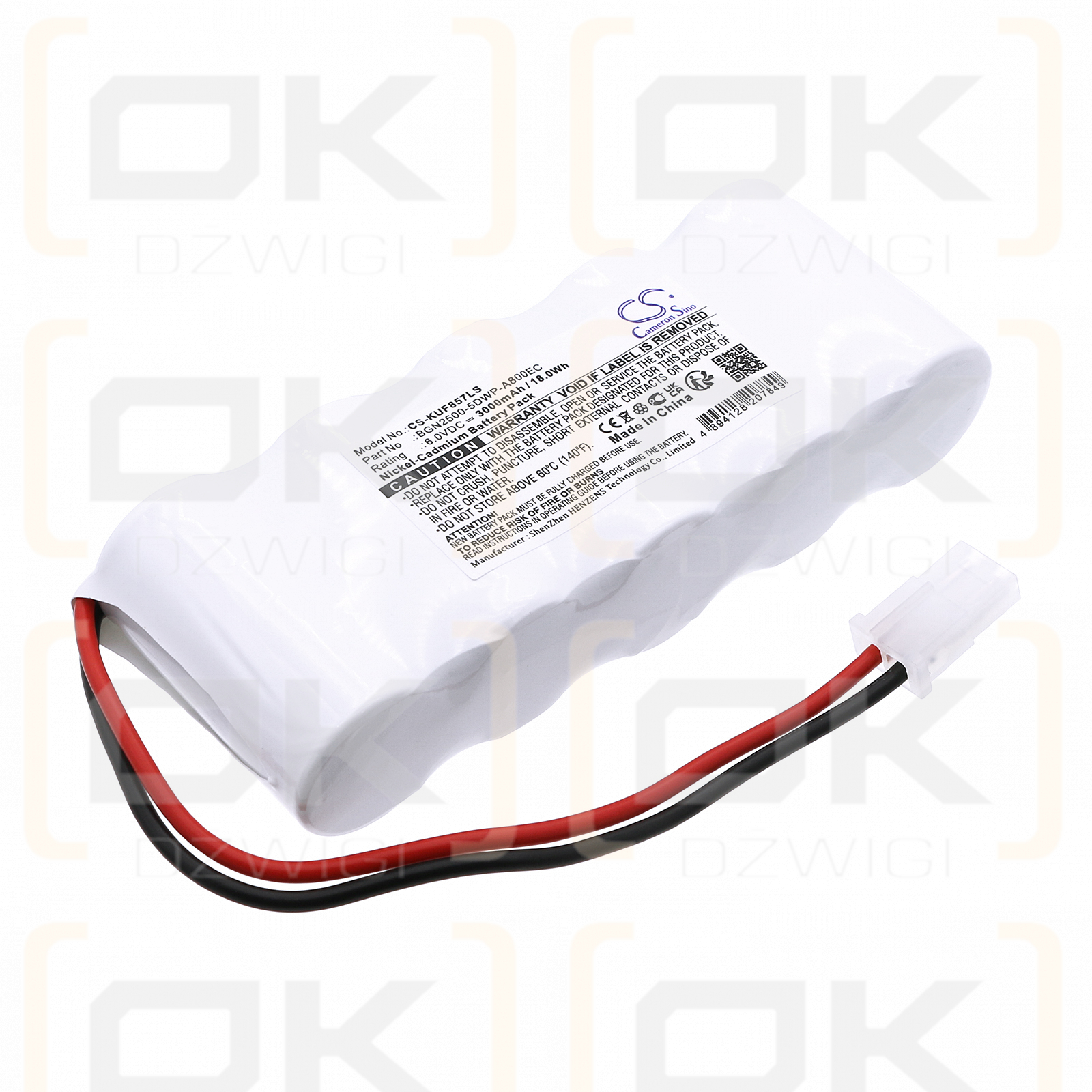 Kaufel 850.0057 / BGN2500-5DWP-A800EC 3000mAh Ni-CD 6.0V (Cameron Sino)