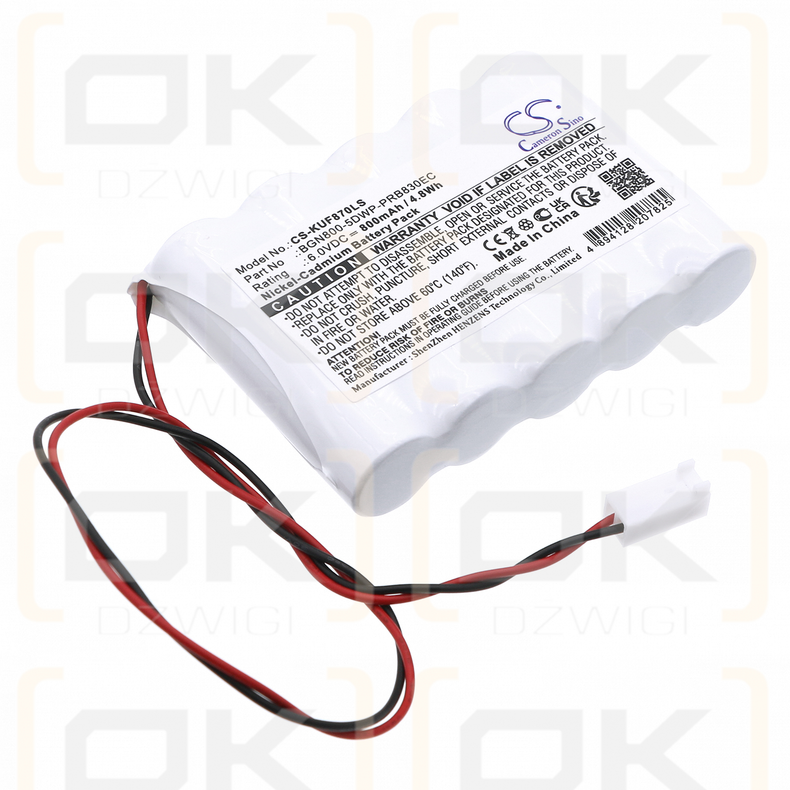 Kaufel 001870 / BGN800-5DWP-PRB830EC 800mAh Ni-CD 6.0V (Cameron Sino)