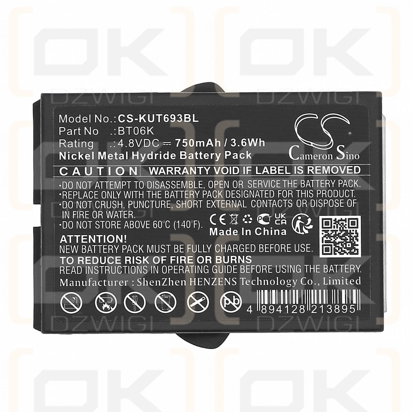 IKUSI TM70/iK2.21F LV5 / 2303692 750 mAh Ni-MH 4,8 V (Cameron Sino)