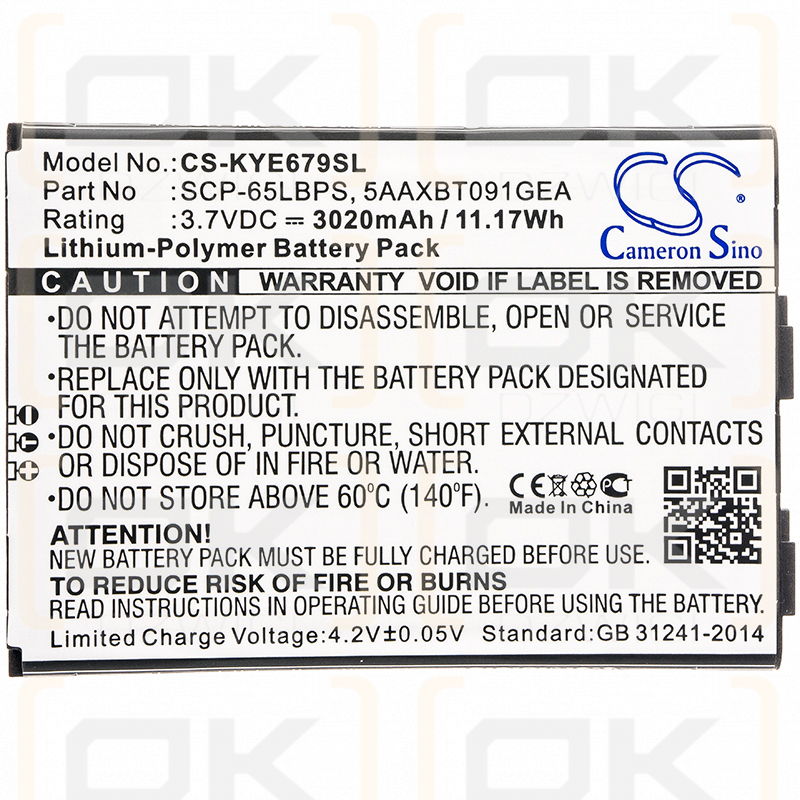 Kyocera E6790 LTE / SCP-65LBPS 3020mAh Li-Polymer 3.7V (Cameron Sino)