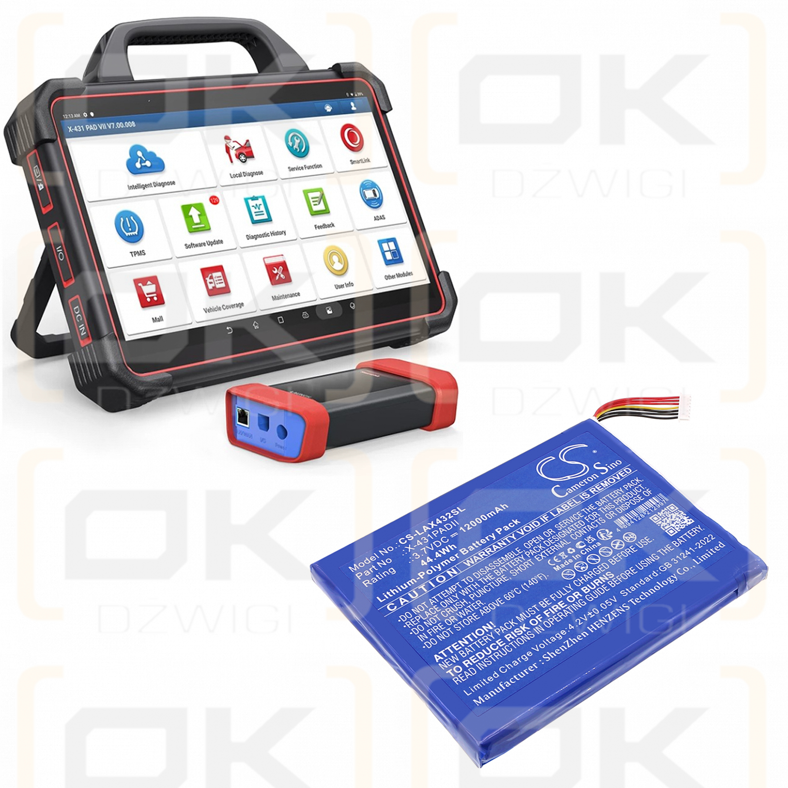 Launch Diagnostic Scanner X431 Pad II / X-431PADII 12000mAh Li-Polymer 3.7V (Cameron Sino)