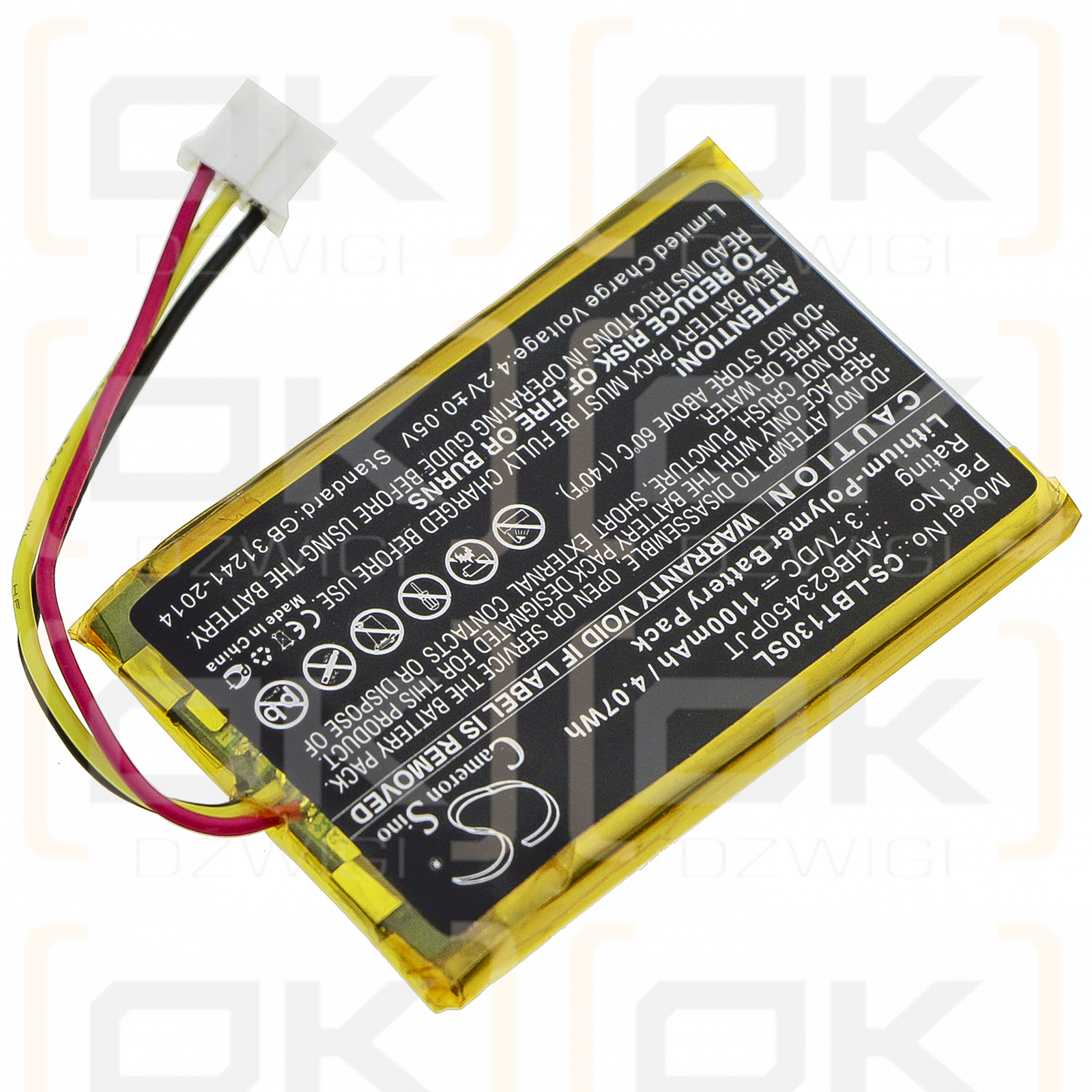 Listen Technologies LBT-1300 / AHB623450PJT 1100mAh Li-Polymer 3.7V (Cameron Sino)