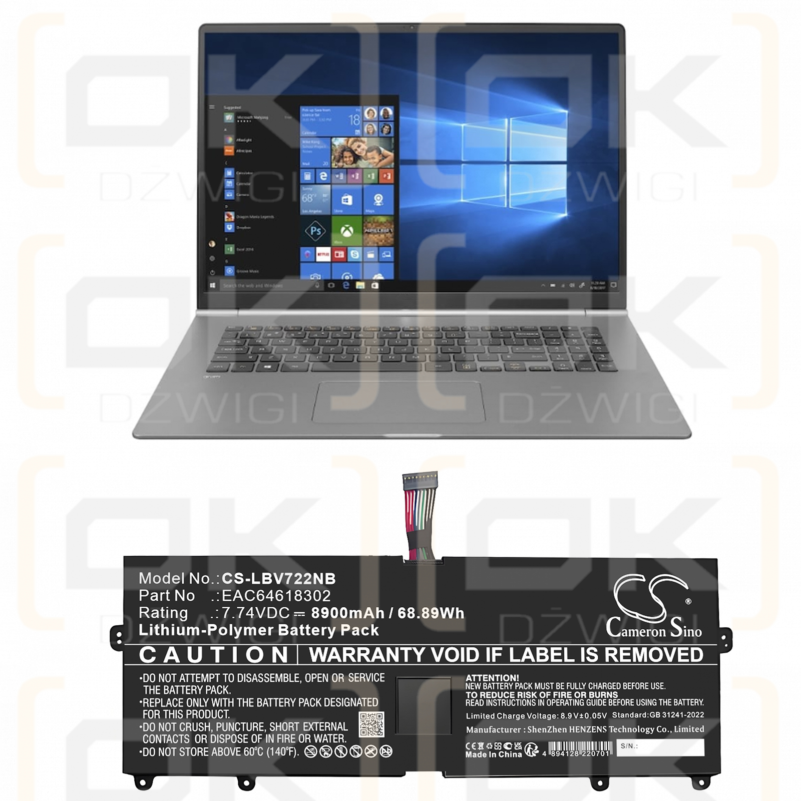 LG Thin Mobile Client 15 / EAC64618302 8900 mAh Li-Polymer 7,74 V (Cameron Sino)
