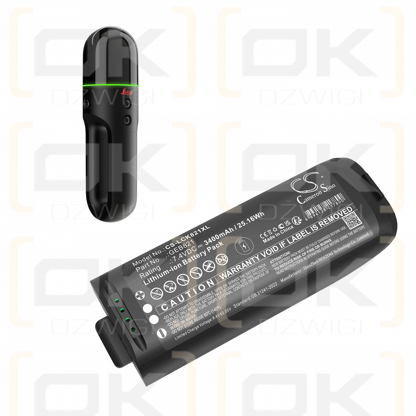 Leica BLK2GO Handheld-Bildgebungs-Laserscanner / 879638 3400 mAh Li-Ionen 7,4 V (Cameron Sino)