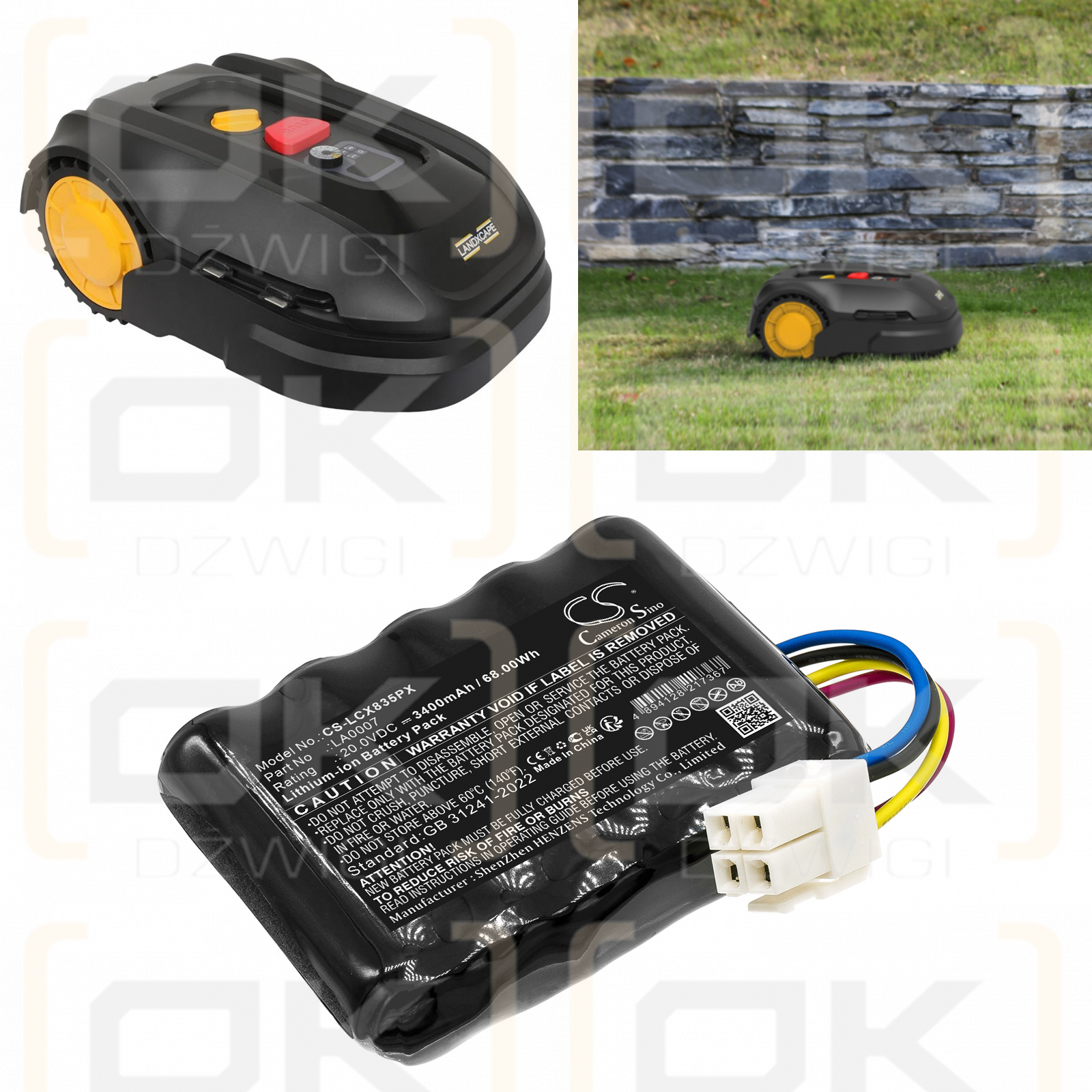 Batería Landxcape R800 Smart / 50046811 3400 mAh, iones de litio, 20,0 V (Cameron Sino)
