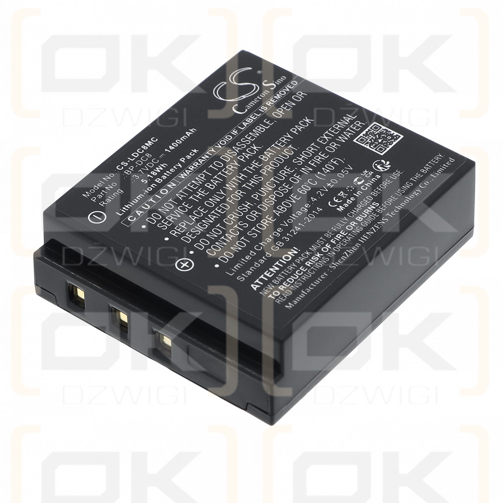 Replacement Battery for Leica X1 / BP-DC8 1400 mAh Li-ion 3.7 V (Cameron Sino)