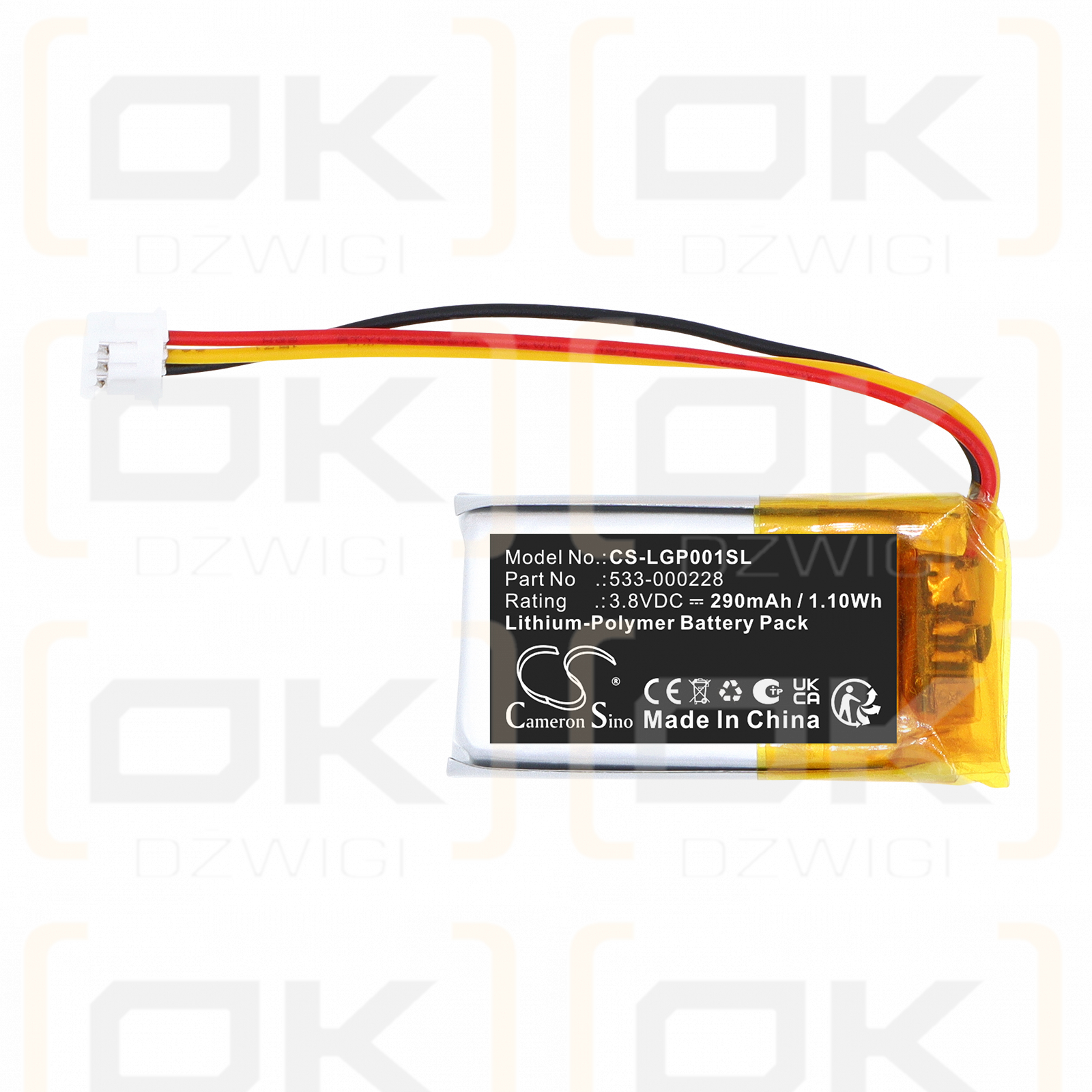 Replacement Battery for Logitech G Pro X Superlight 2 Gaming Mouse / 533-000228 290 mAh Li-Polymer 3.8 V (Cameron Sino)