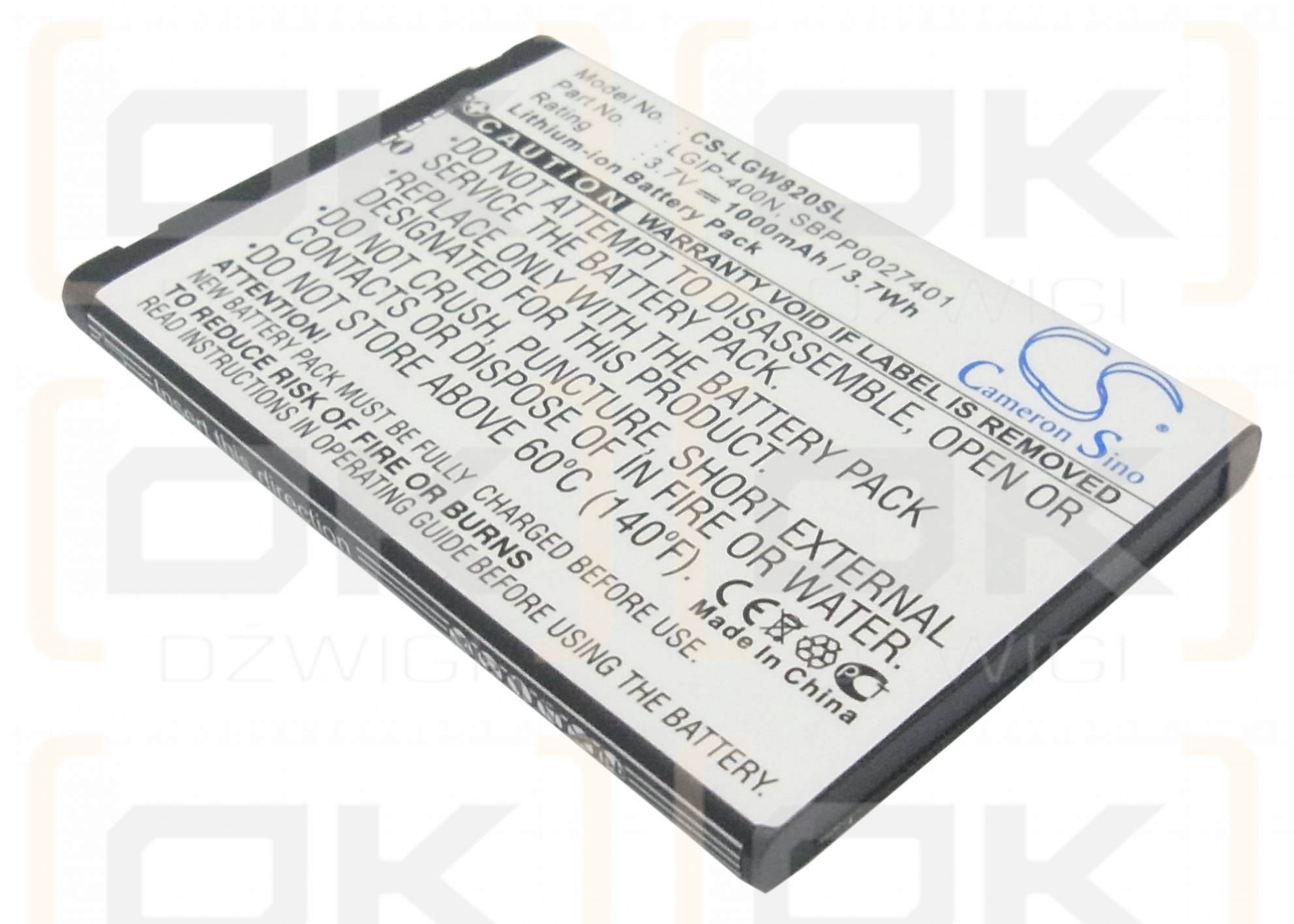 LG GW880 OPhone / SBPP0027401 1000mAh Li-ion 3.7V (Cameron Sino)