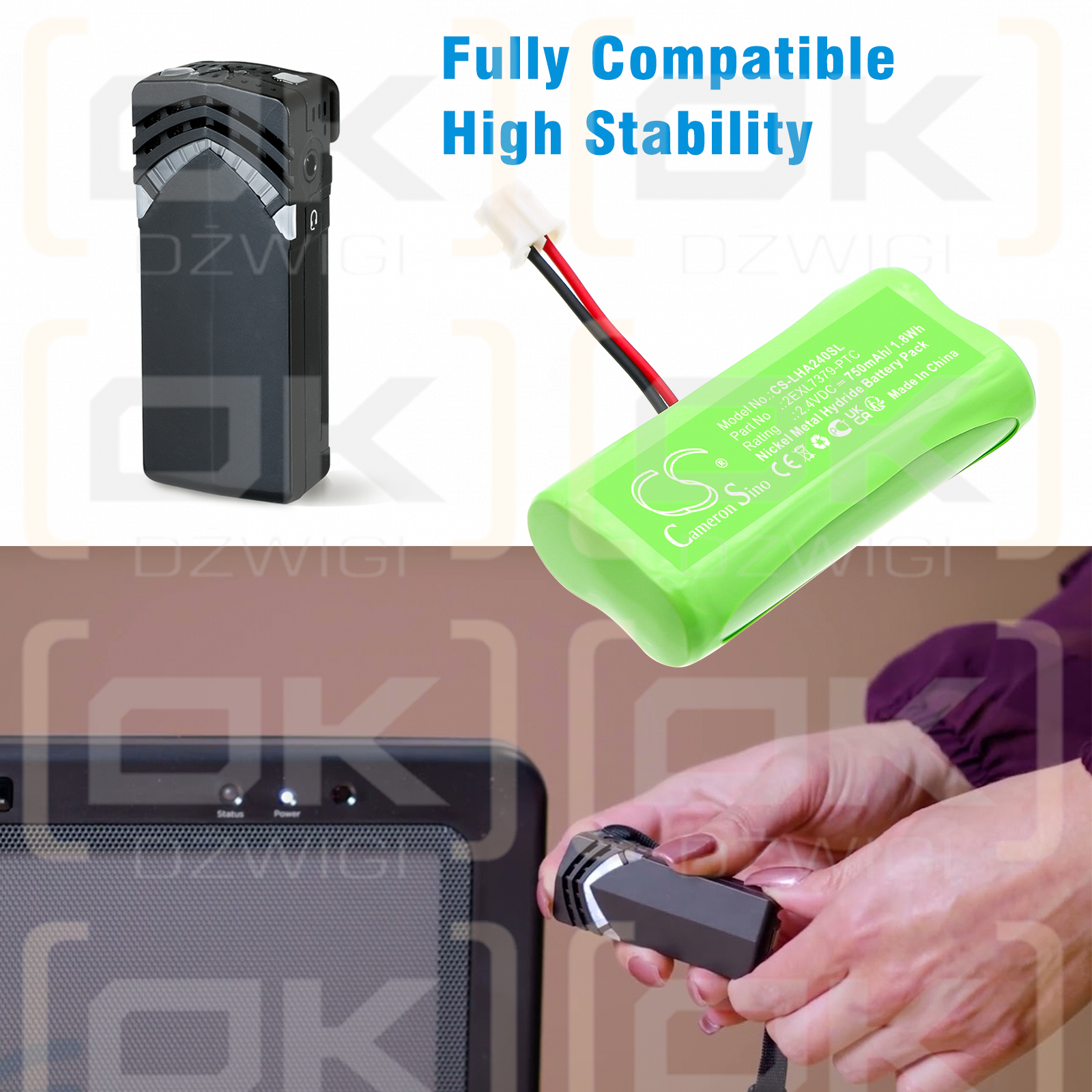 Lightspeed Flexmike / 2EXL7379-PTC 750 mAh Ni-MH 2,4 V (Cameron Sino)