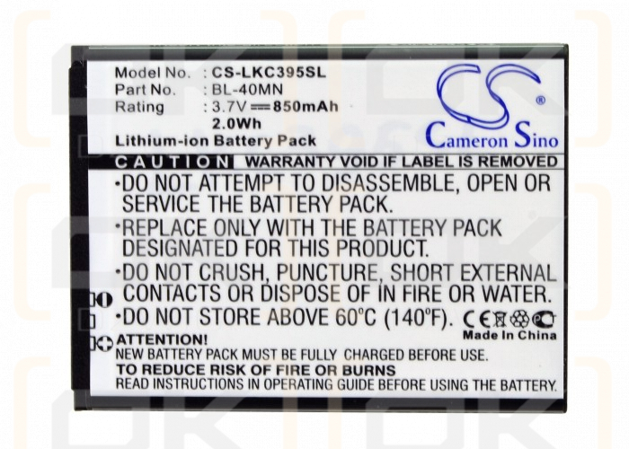 LG LN272 / BL-40MN 850 mAh Li-Ion 3,7 V (Cameron Sino)