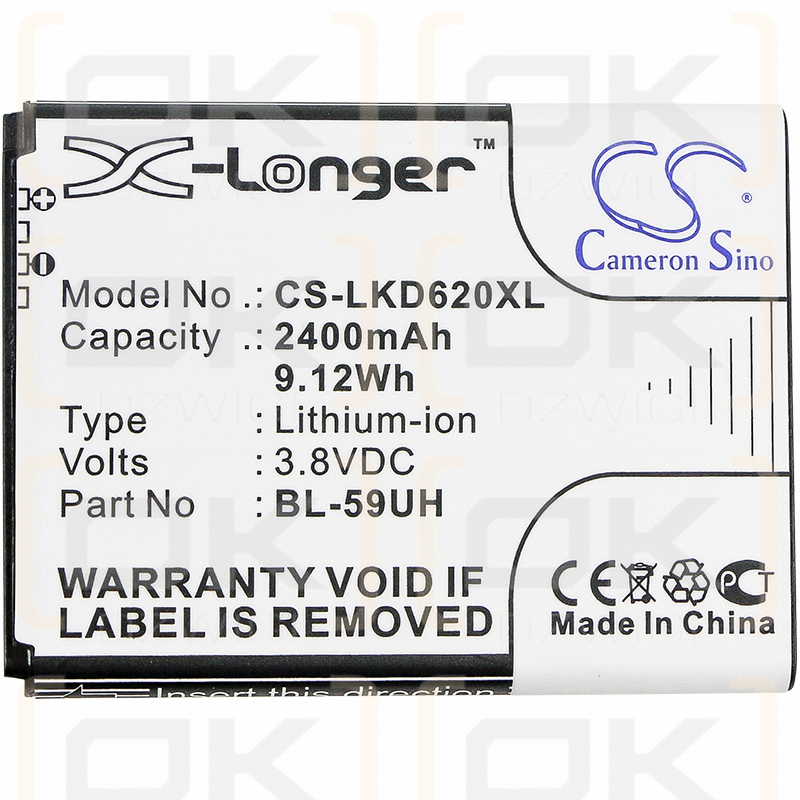 LG D620K / BL-59UH 2400mAh Li-ion 3.8V (Cameron Sino)