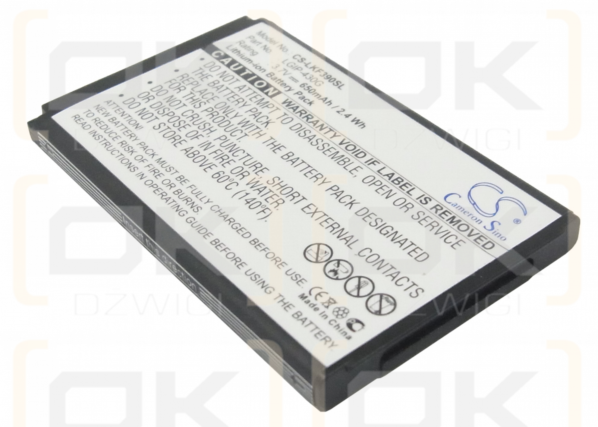 LG GU230 / LGIP-430G 650mAh Li-ion 3.7V (Cameron Sino)