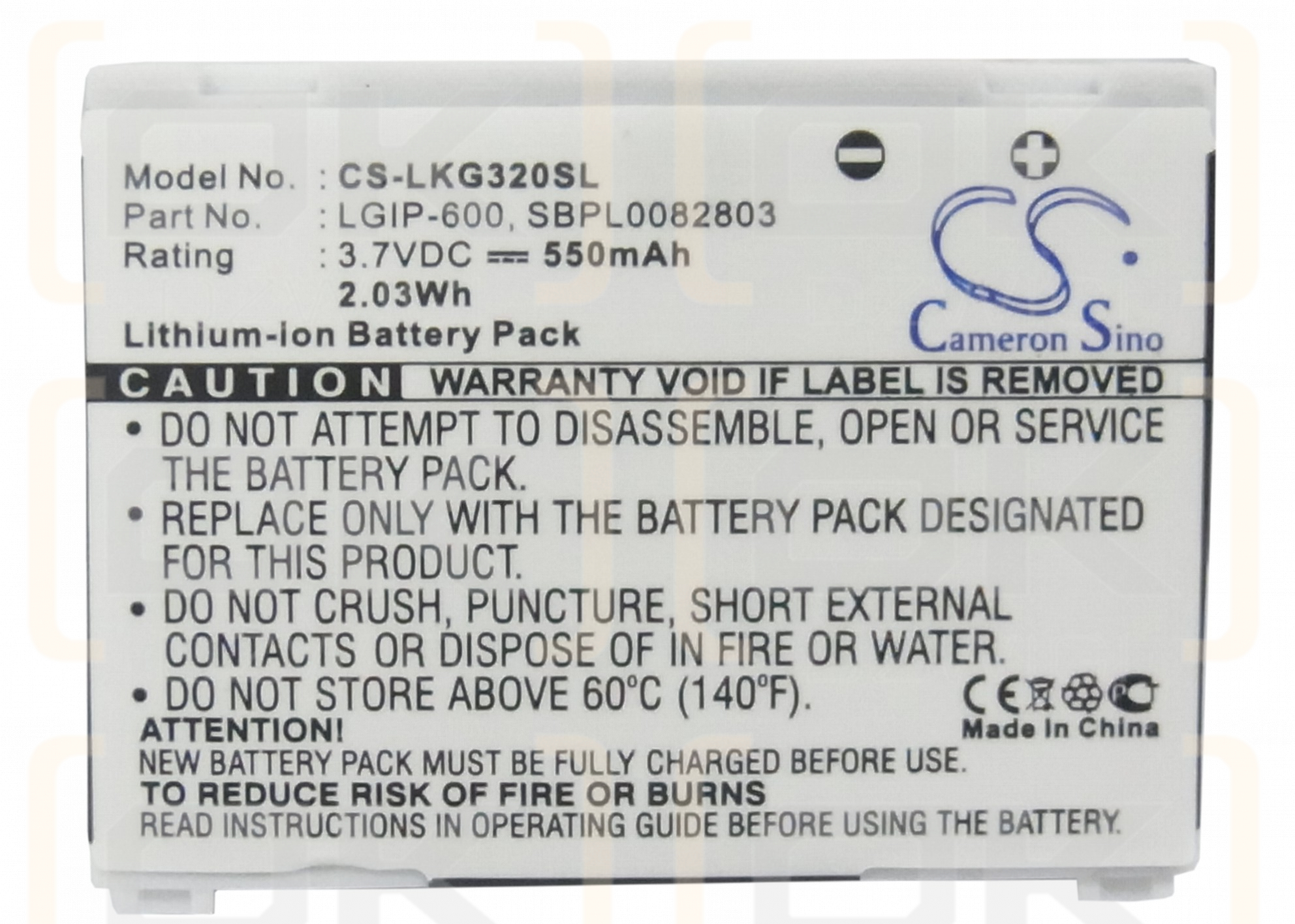 LG MG320c / LGIP-600 550 mAh Li-ion 3.7 V (Cameron Sino)