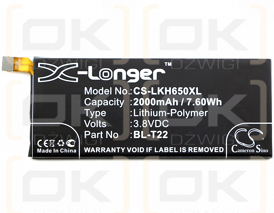 LG Klasse 4G / BL-T22 2000 mAh Li-Polymer 3,8 V (Cameron Sino)