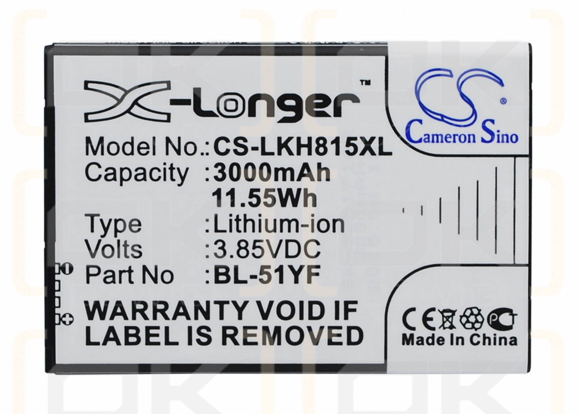 LG K600Y / BL-51YF 3000 mAh Li-Ion 3,85 V (Cameron Sino)